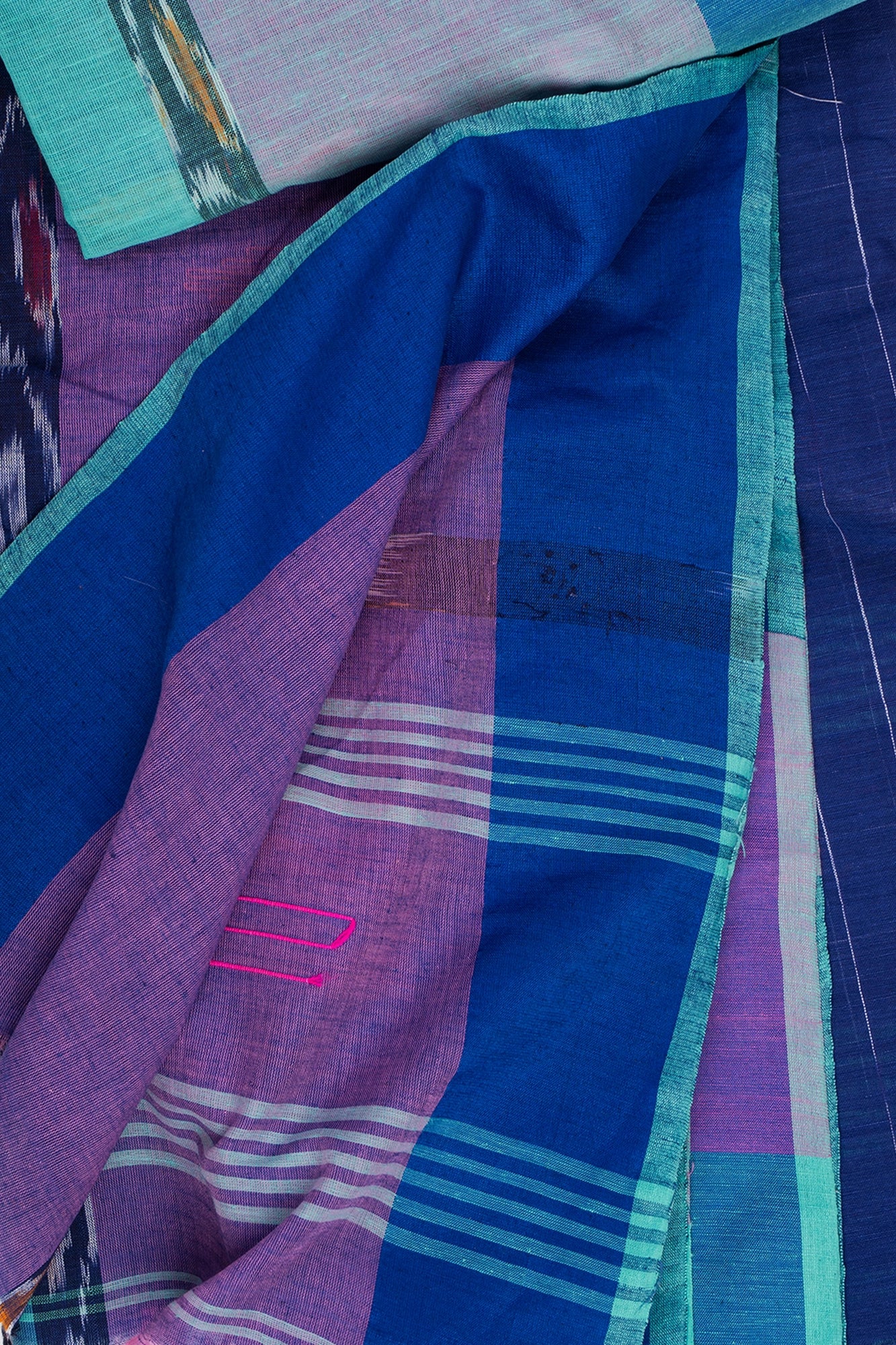 Handloom Blue & Purple Pure Cotton Ikat Saree