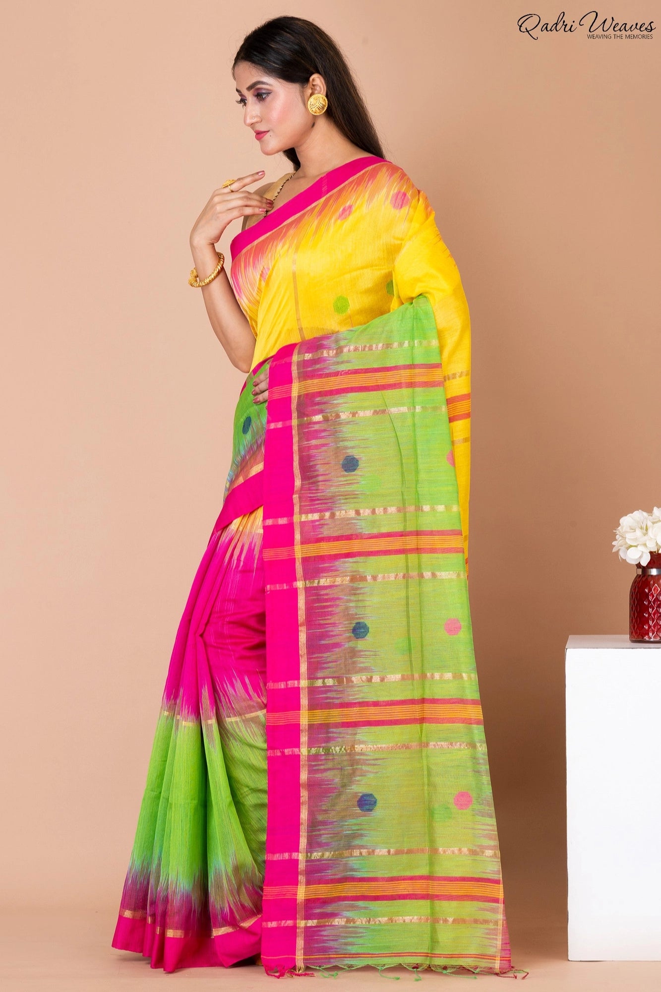 Handloom Multi Color Kota Silk x Acrylic Cotton Saree