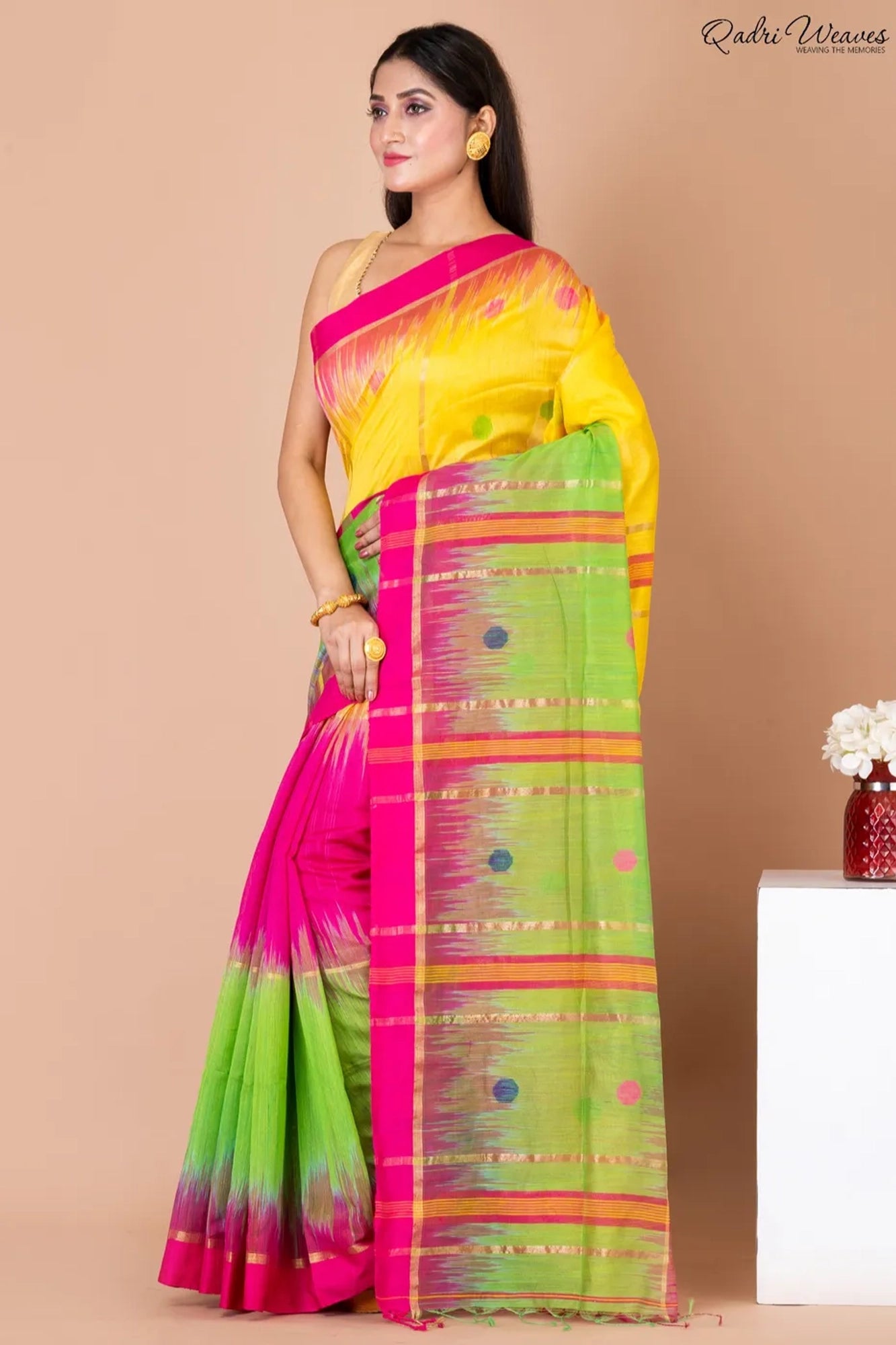 Handloom Multi Color Kota Silk x Acrylic Cotton Saree