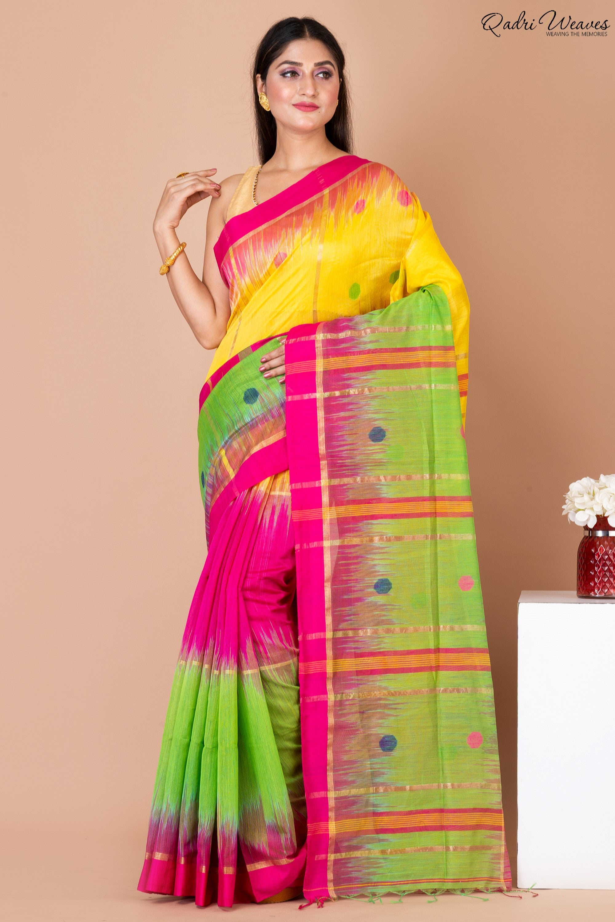 Handloom Multi Color Kota Silk x Acrylic Cotton Saree