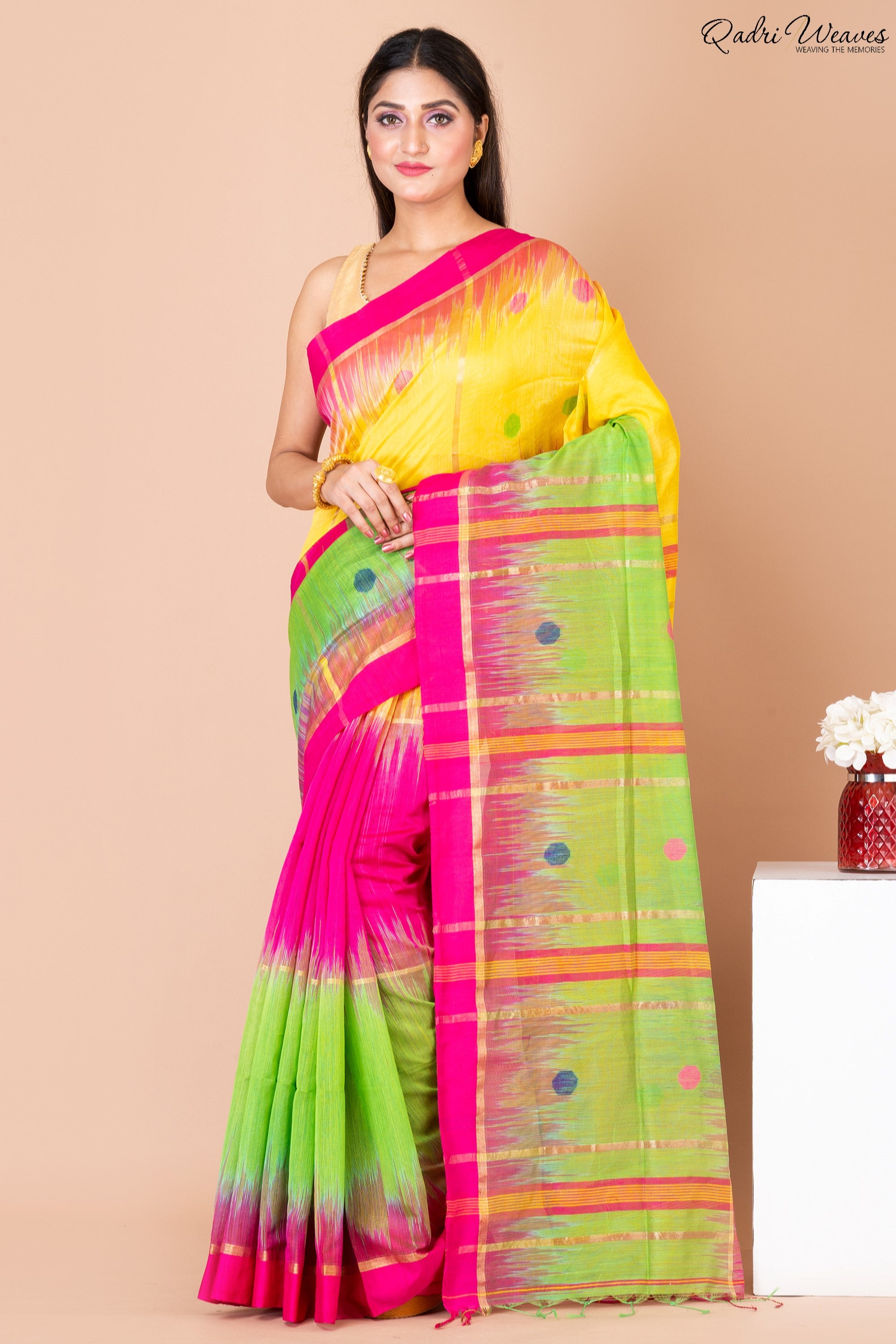 Handloom Multi Color Kota Silk x Acrylic Cotton Saree