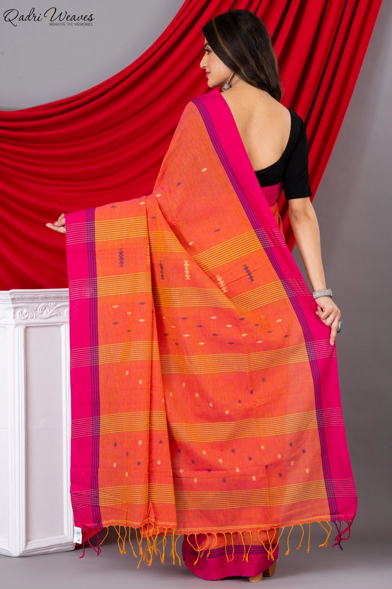 Handloom Aerospace Orange Premium Khadi Cotton Saree