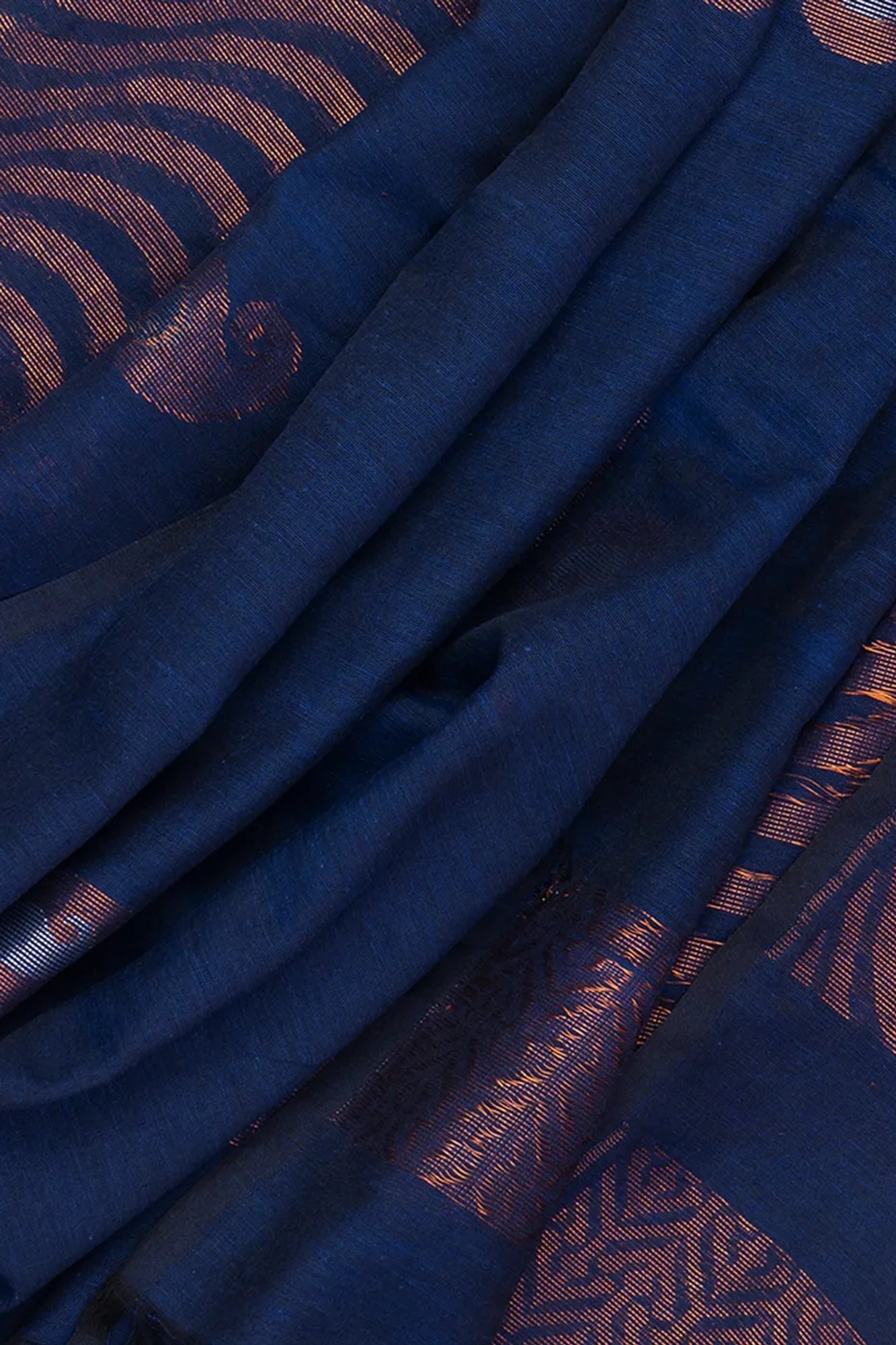 Handloom Blue Copper Pure Cotton Saree