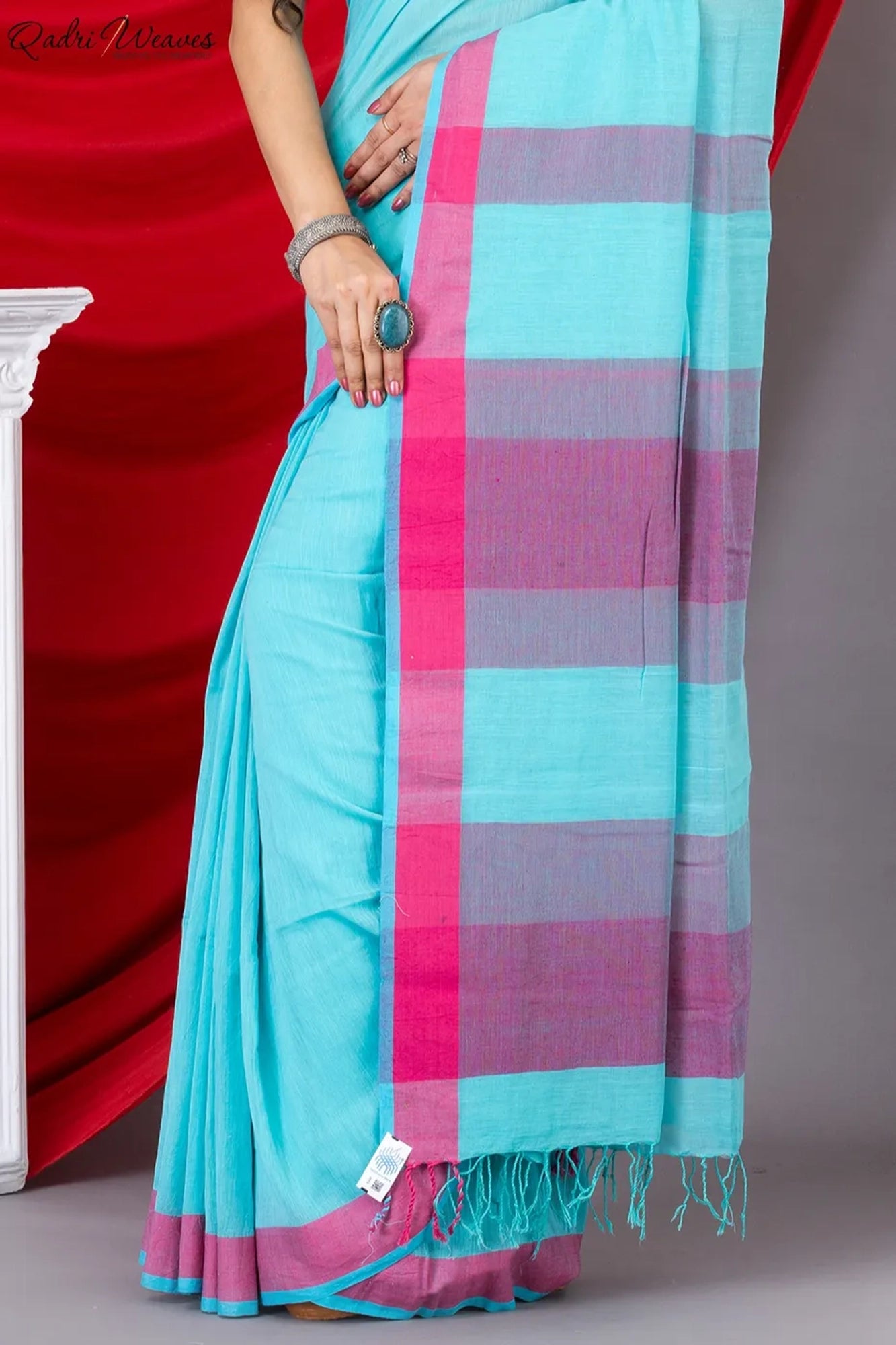 Handloom Electric Blue Premium Mulmul Khadi Cotton Saree