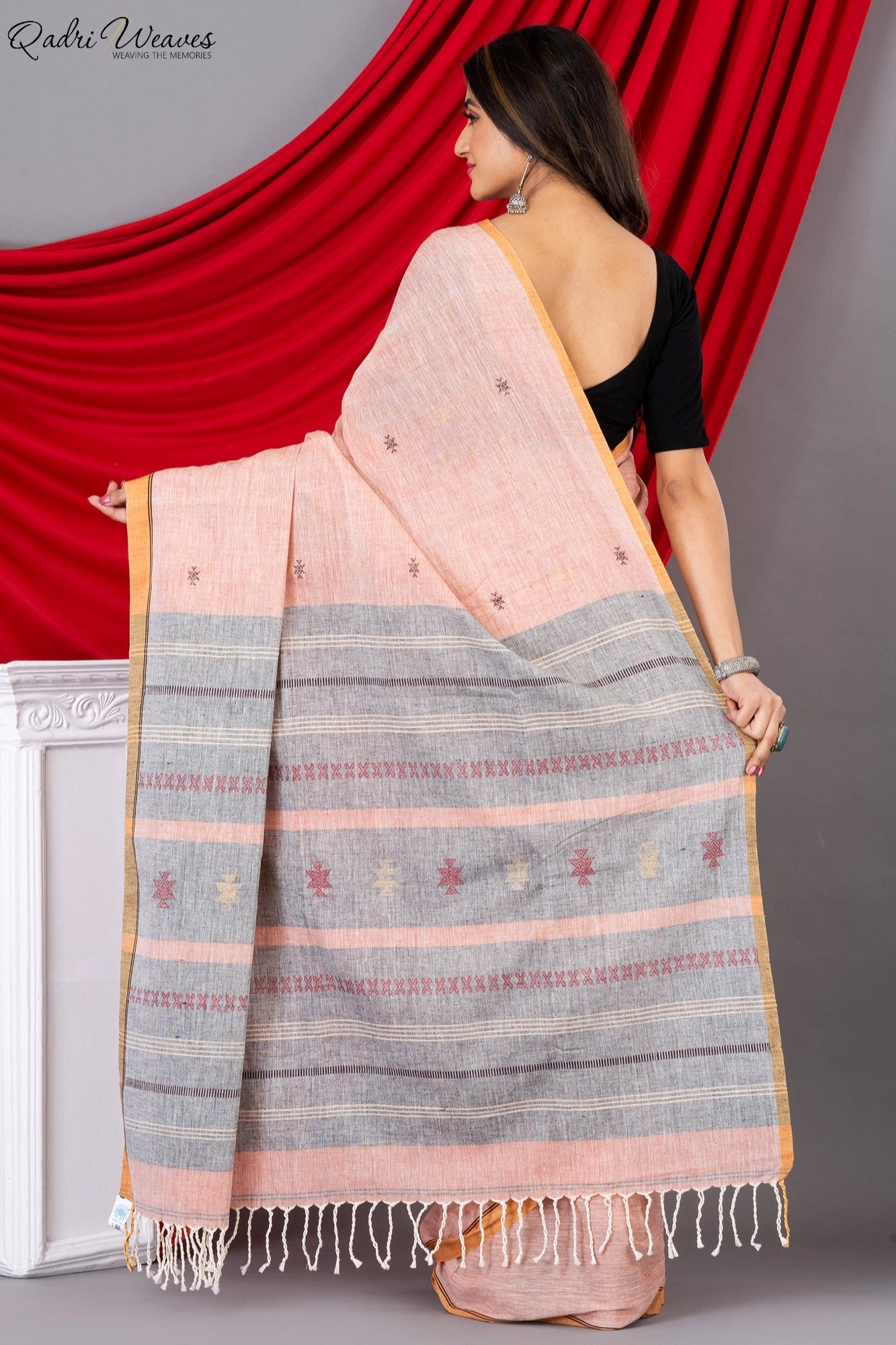 Handloom Watermelon Premium Khadi Cotton Saree