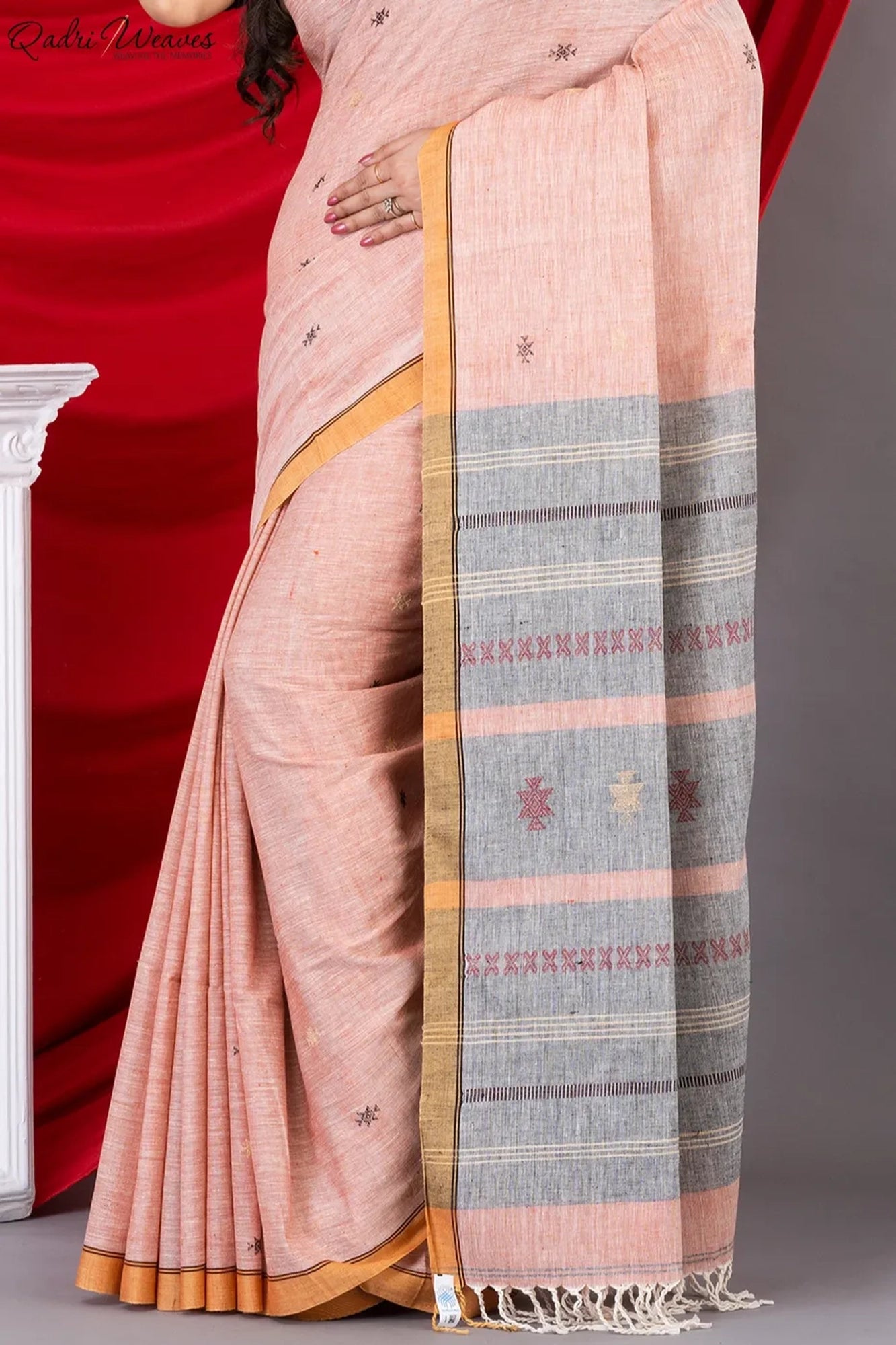 Handloom Watermelon Premium Khadi Cotton Saree