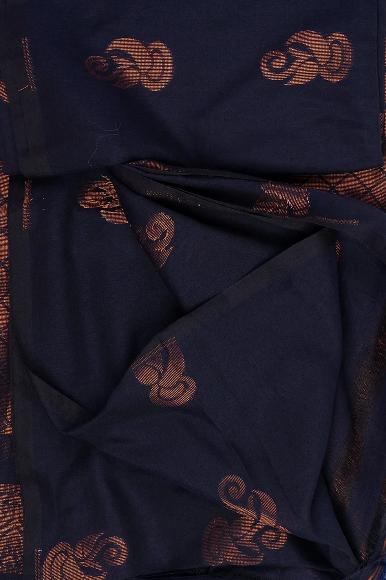 Handloom Persian Indigo Pure Cotton Zari Work Saree