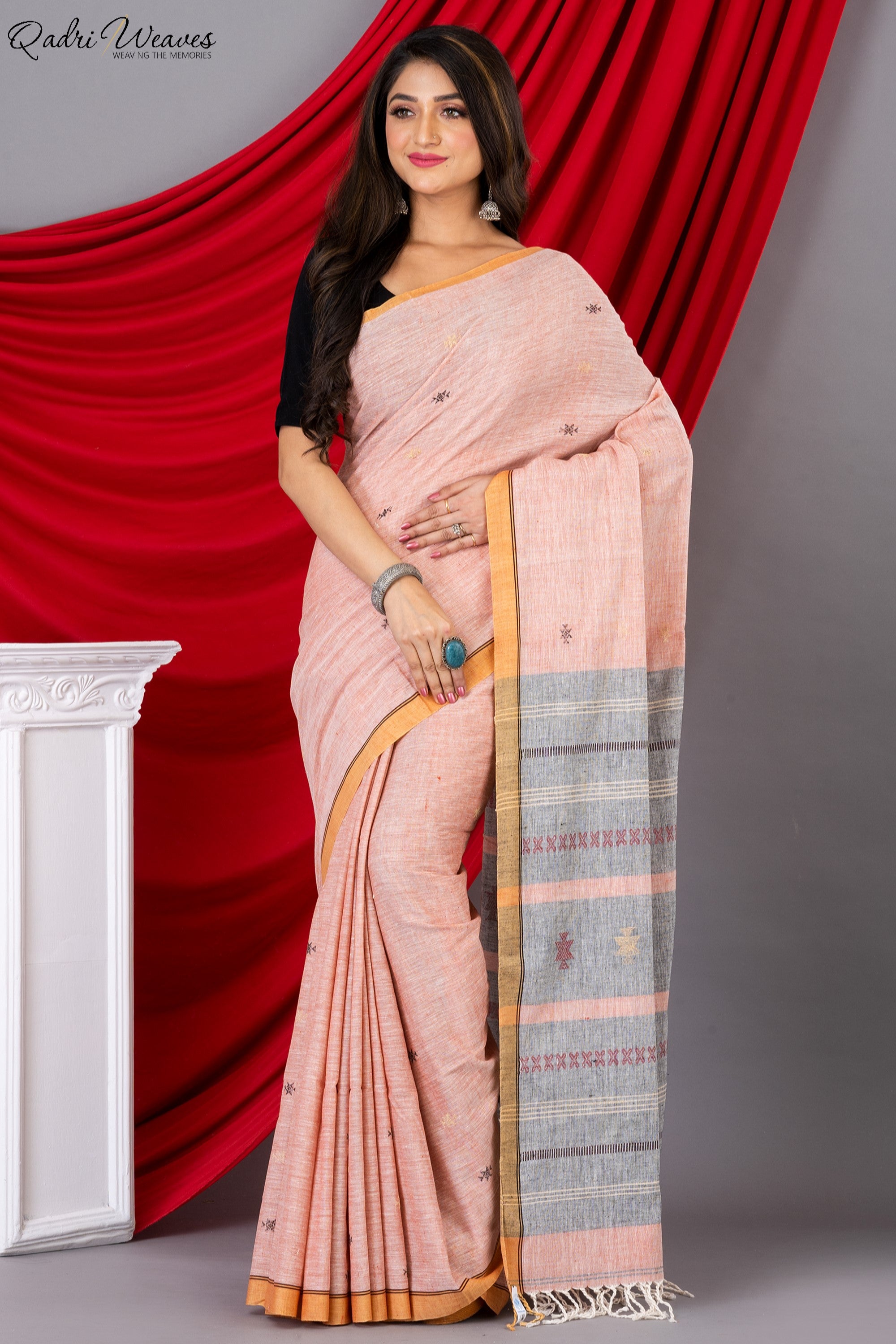 Handloom Watermelon Premium Khadi Cotton Saree