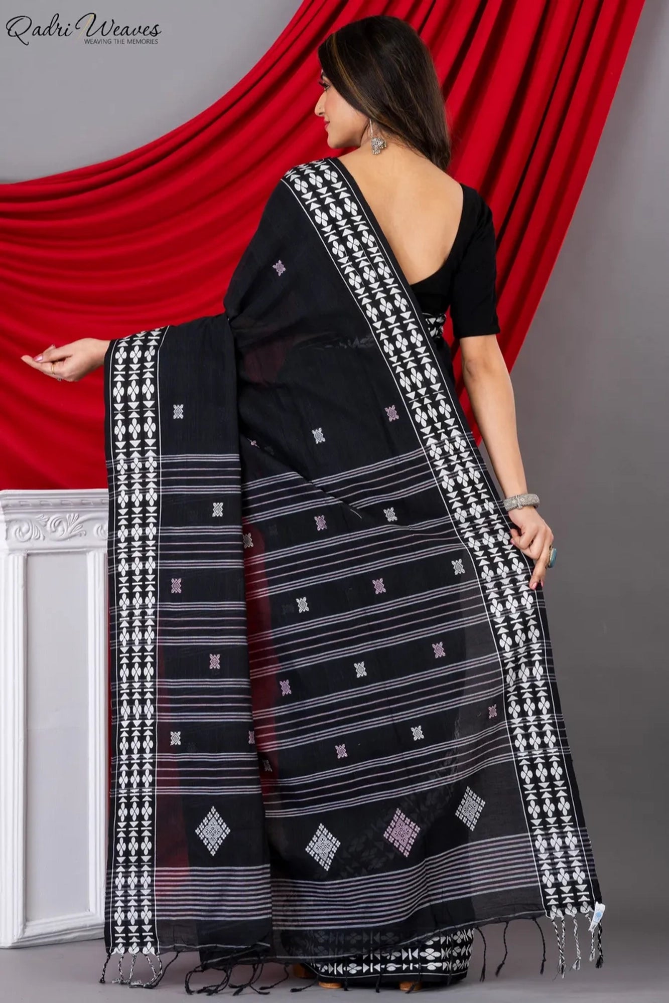 Handloom Black Premium Khadi Cotton Saree