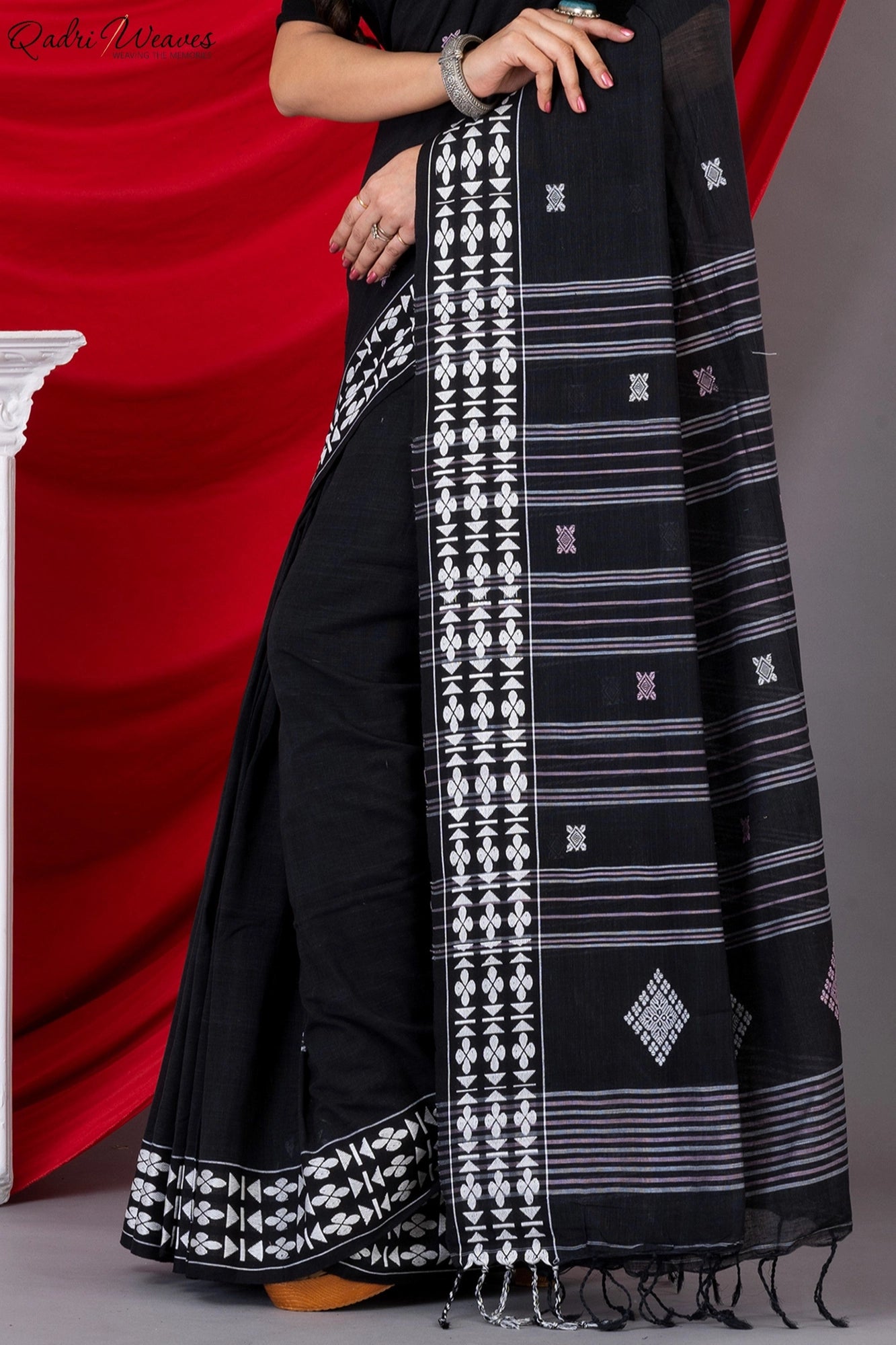 Handloom Black Premium Khadi Cotton Saree