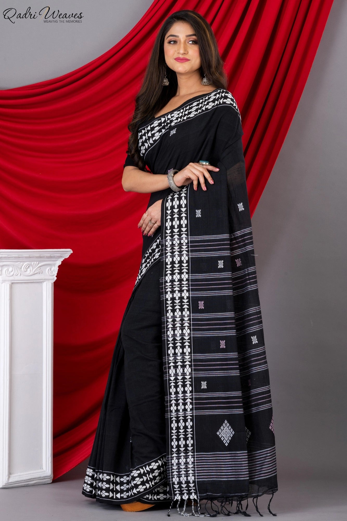 Handloom Black Premium Khadi Cotton Saree