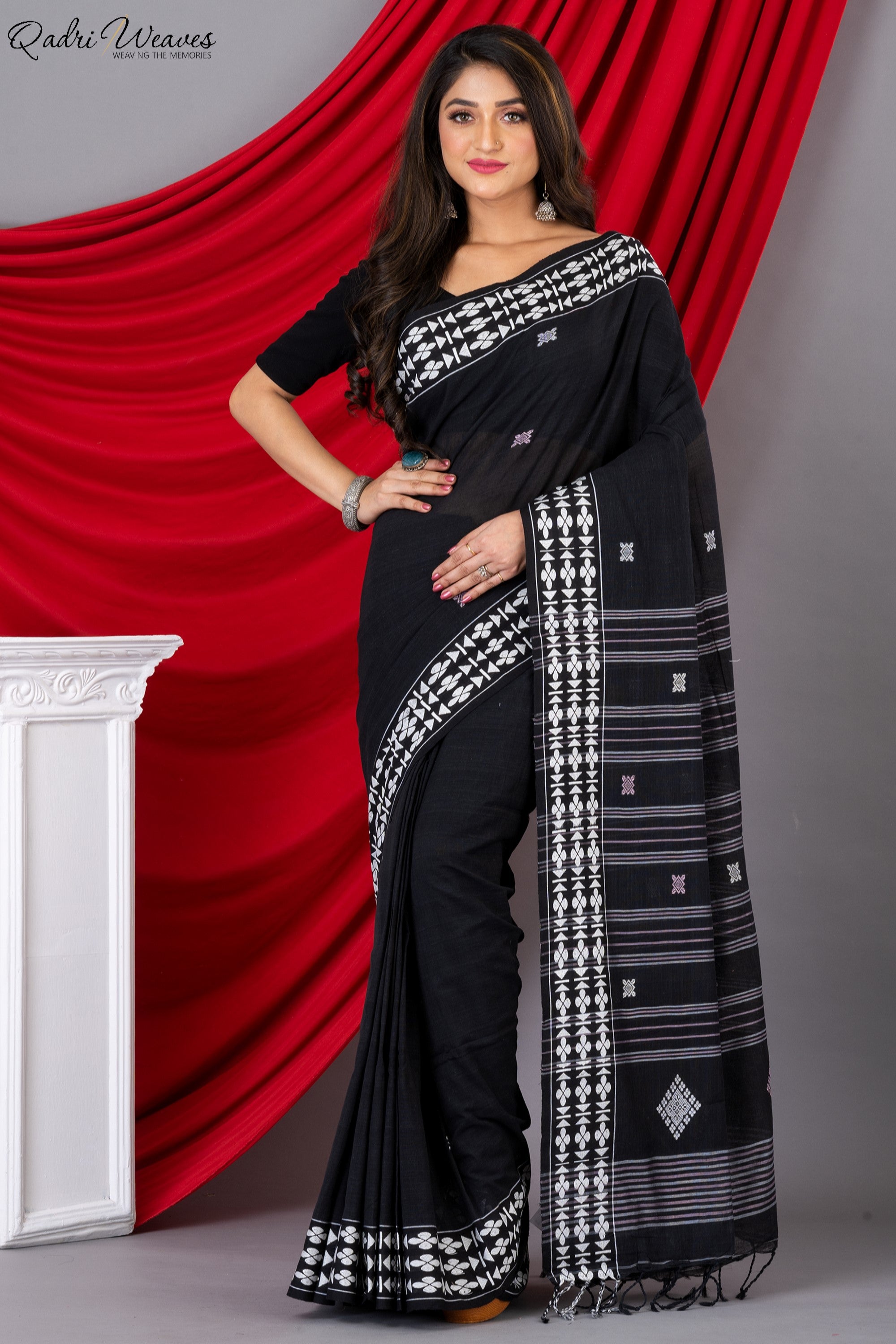 Handloom Black Premium Khadi Cotton Saree