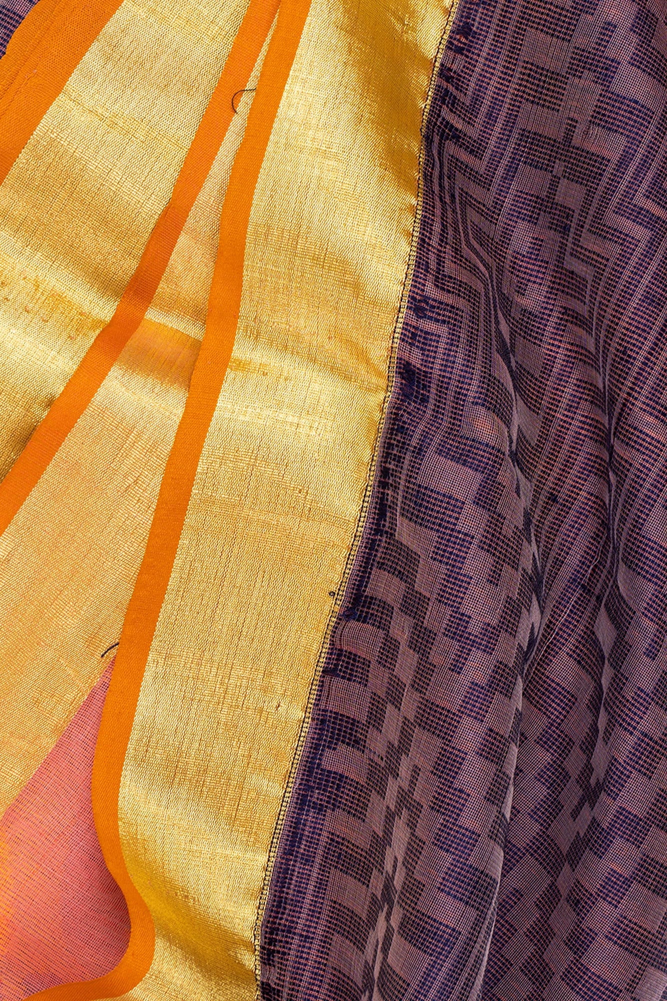 Handloom Yellow & Mulberry Kota Silk Saree