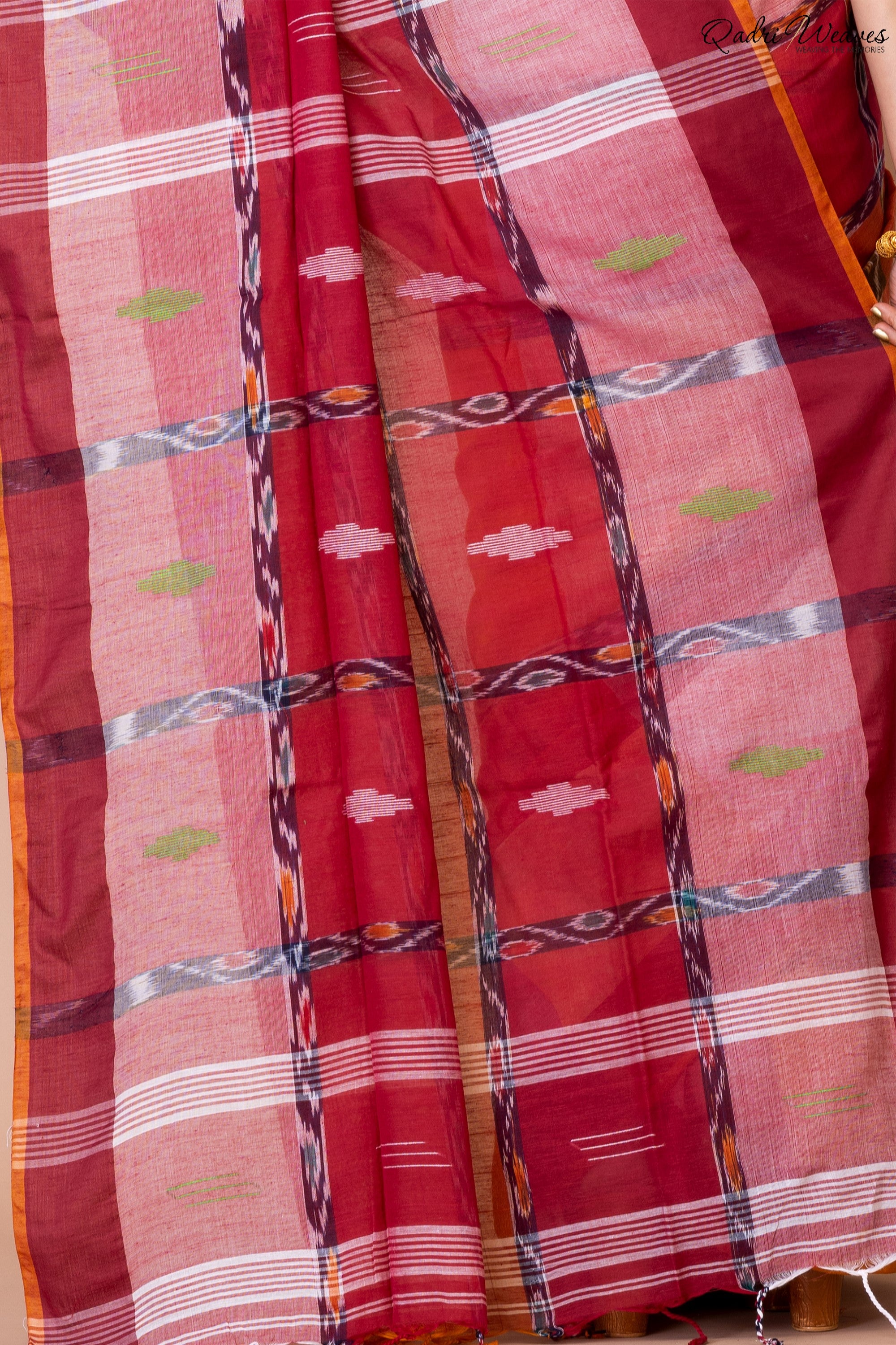 Handloom Multi Color Pure Cotton Ikat Saree