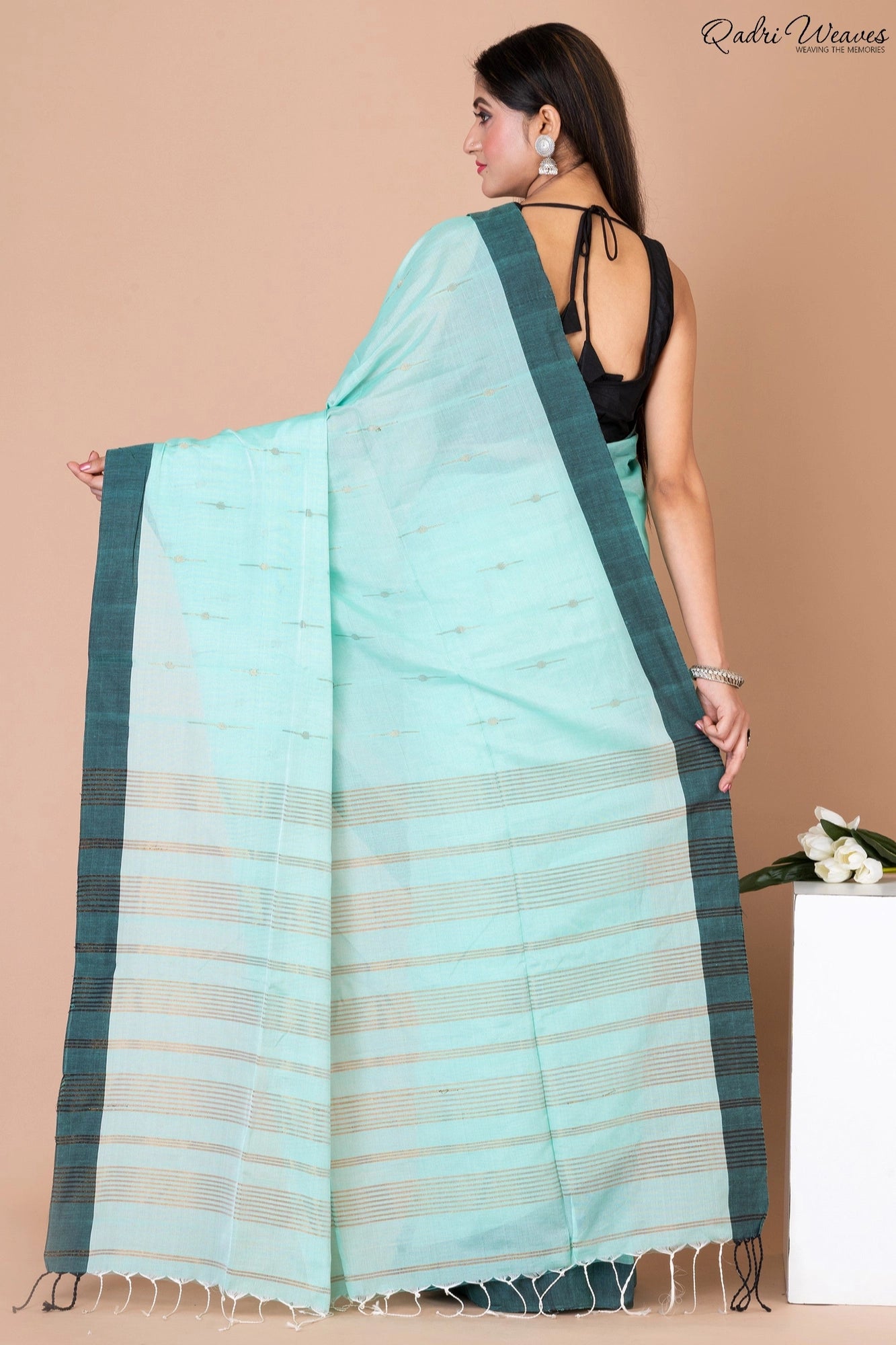 Handloom Aquamarine Khadi Silk Saree