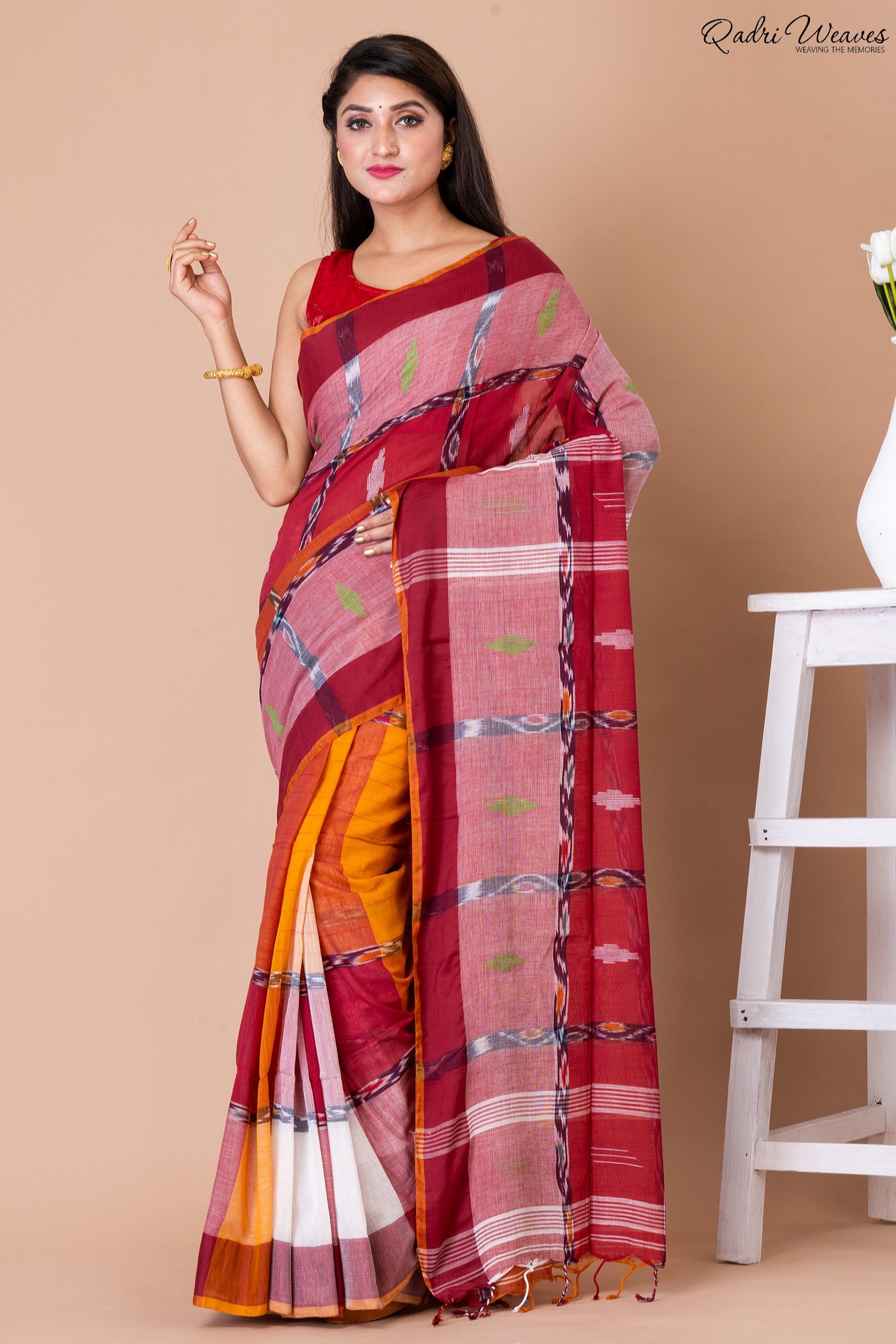 Handloom Multi Color Pure Cotton Ikat Saree