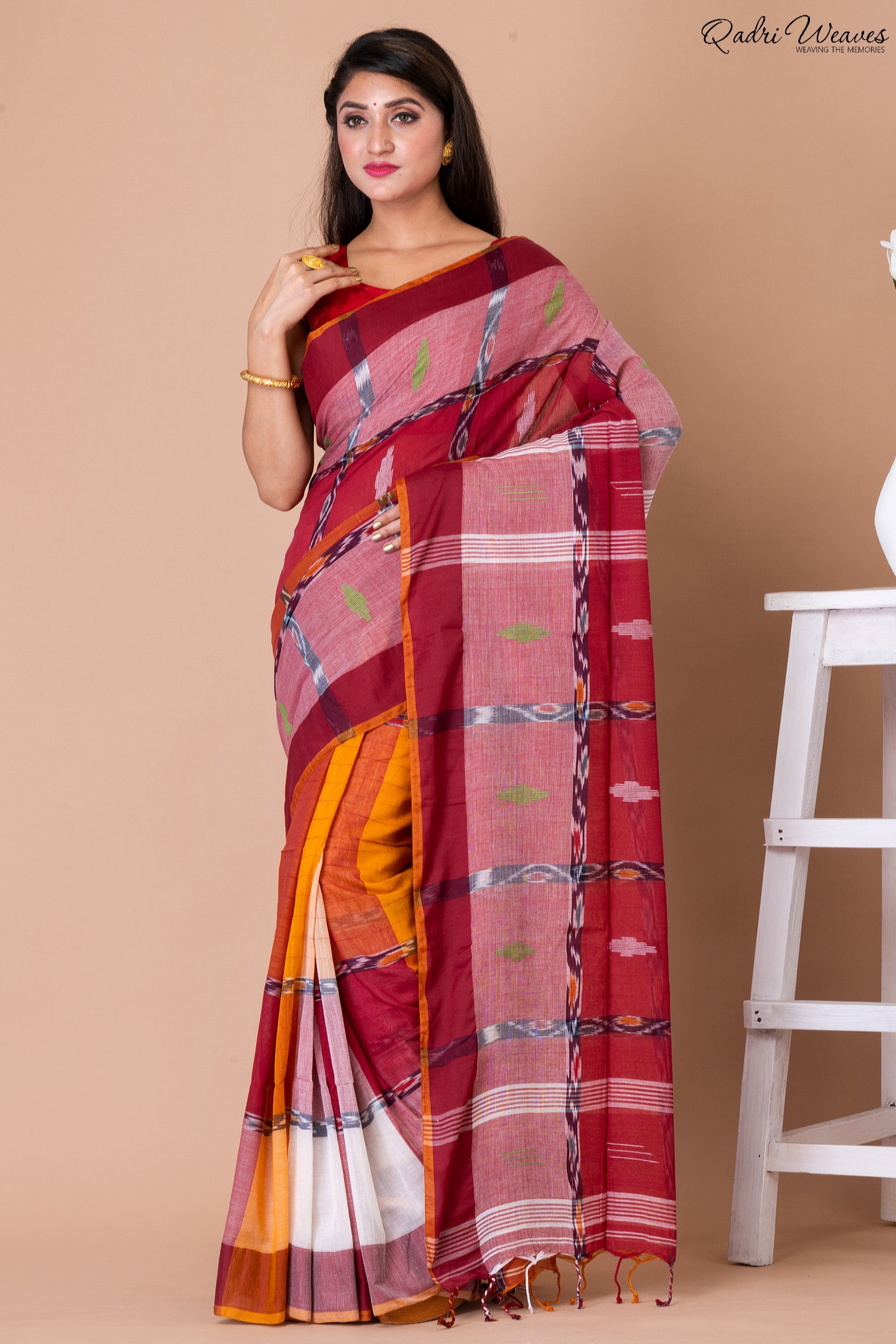 Handloom Multi Color Pure Cotton Ikat Saree