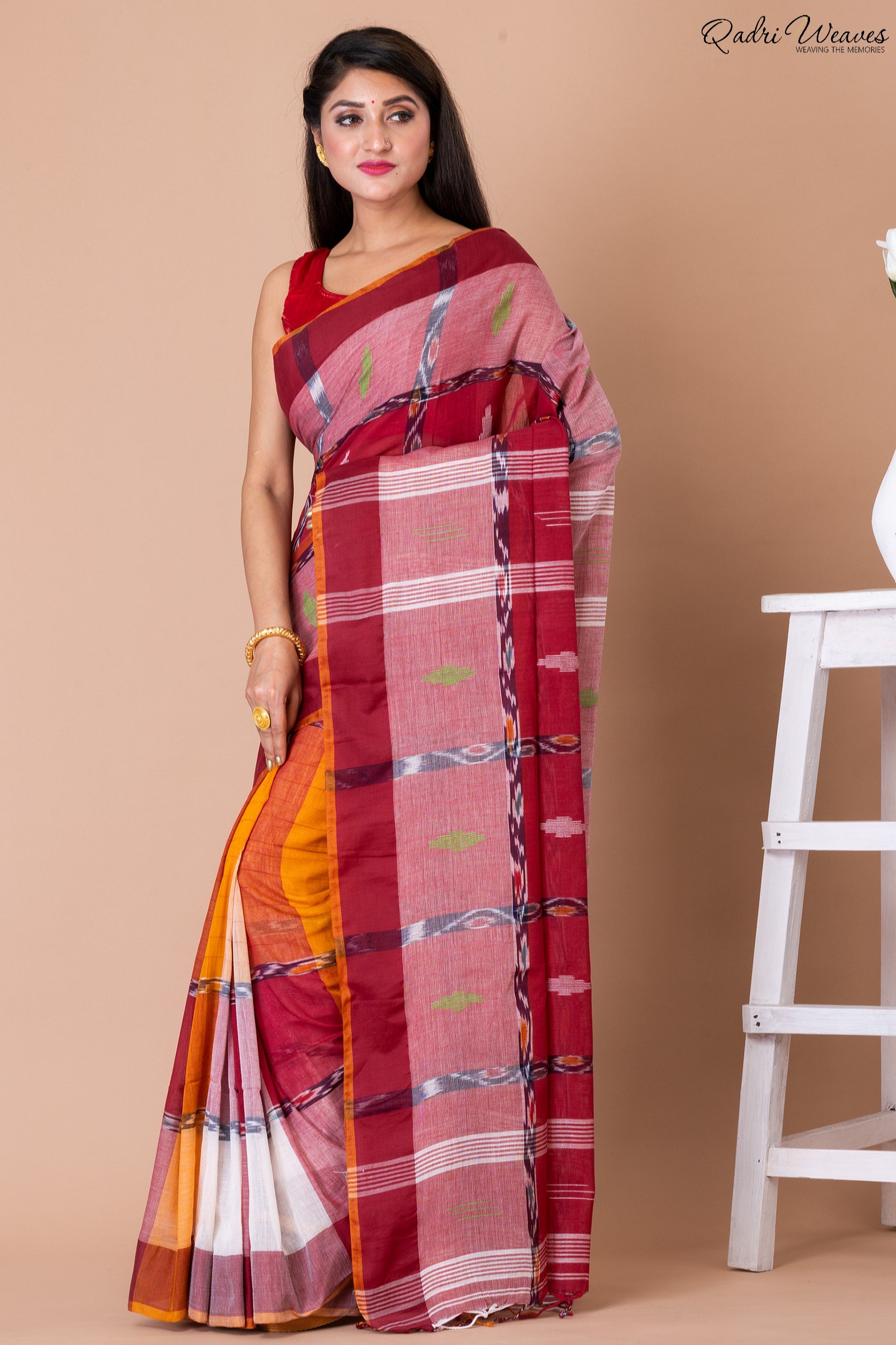 Handloom Multi Color Pure Cotton Ikat Saree