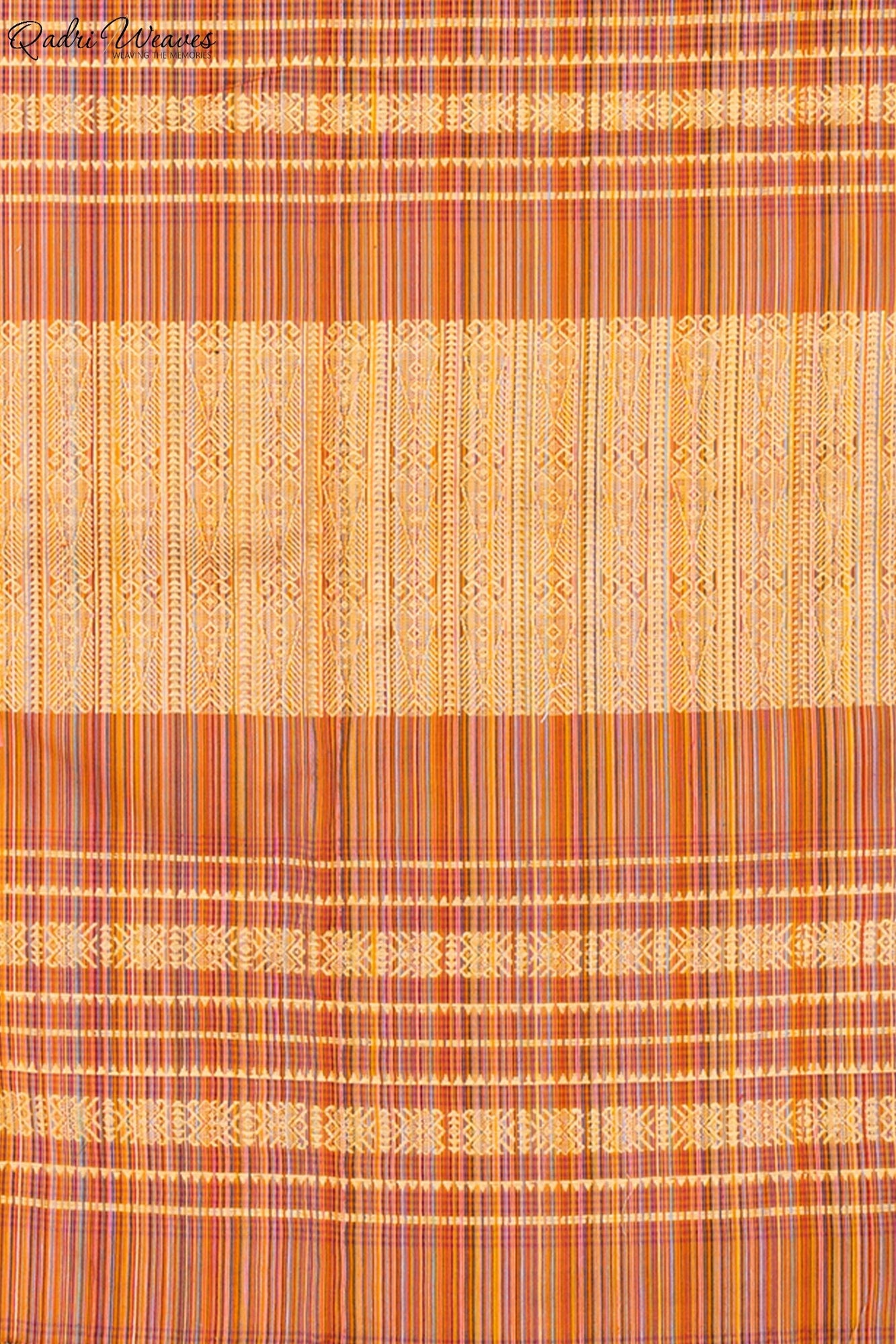 Handloom Princeton Orange Khadi Cotton Tangail Saree