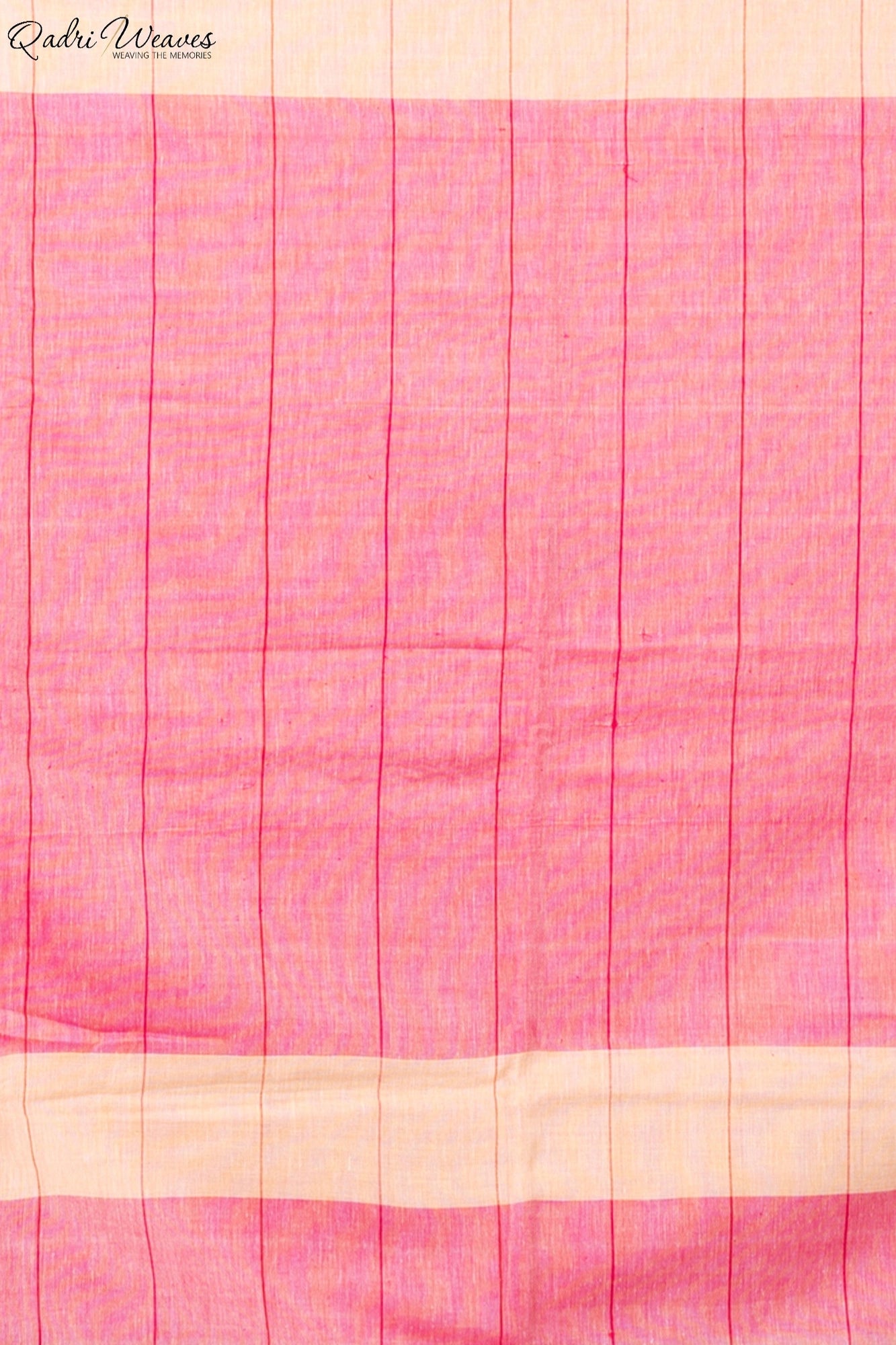 Handloom Cream & Pink Check Premium Mulmul Khadi Cotton Saree