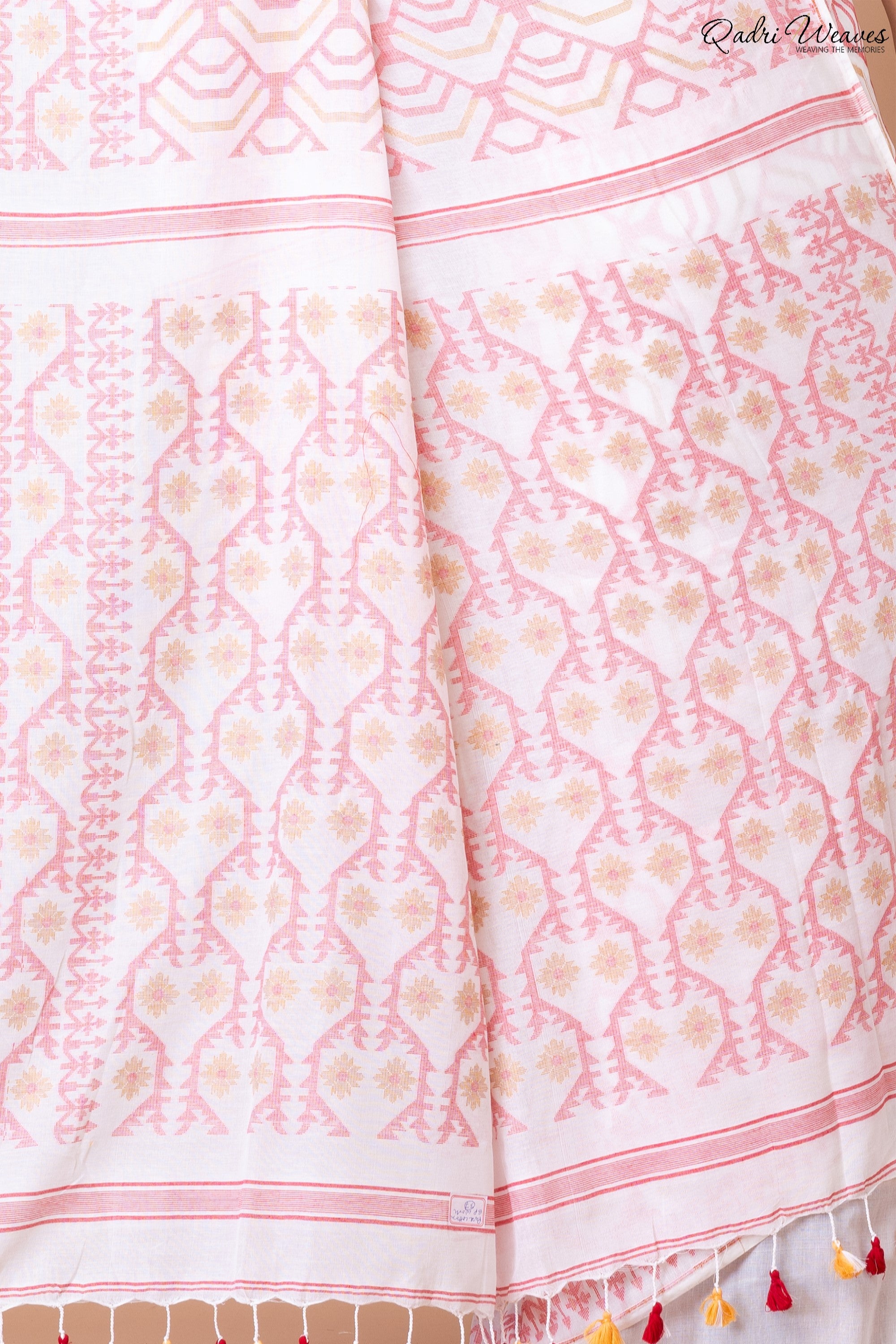 Handloom Baby Pink Pure Cotton Saree