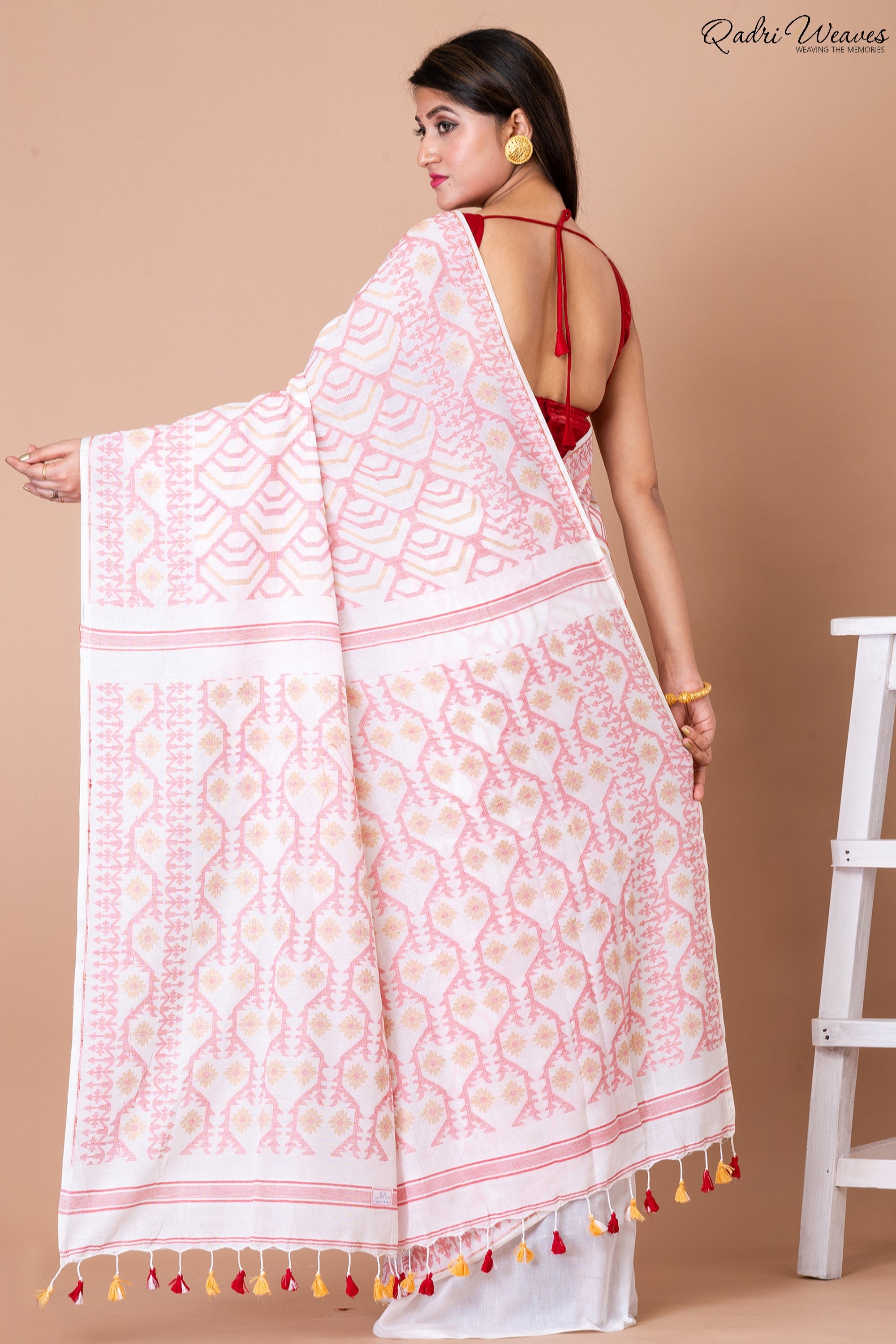 Handloom Baby Pink Pure Cotton Saree