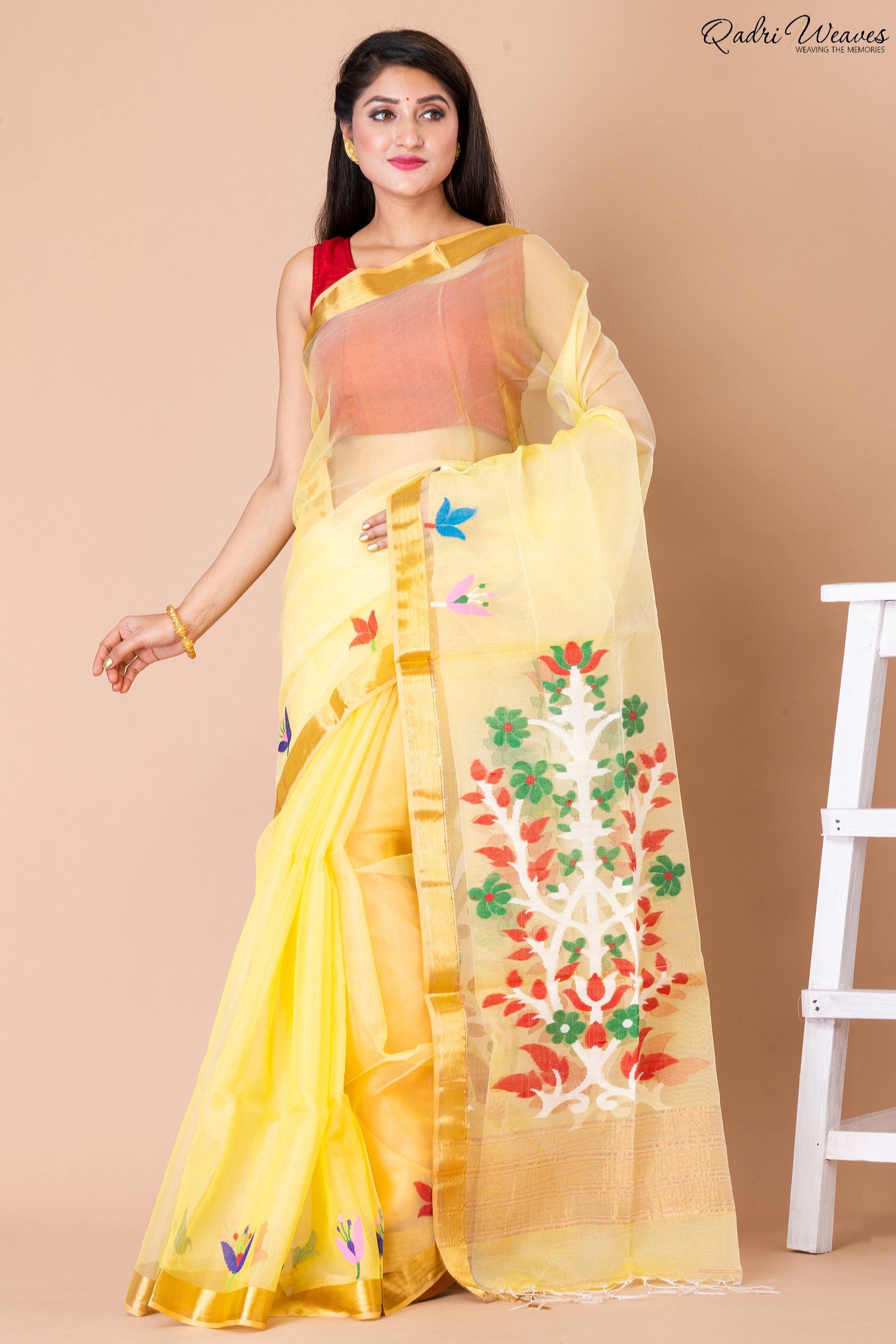 Handloom Yellow Kota Silk Saree