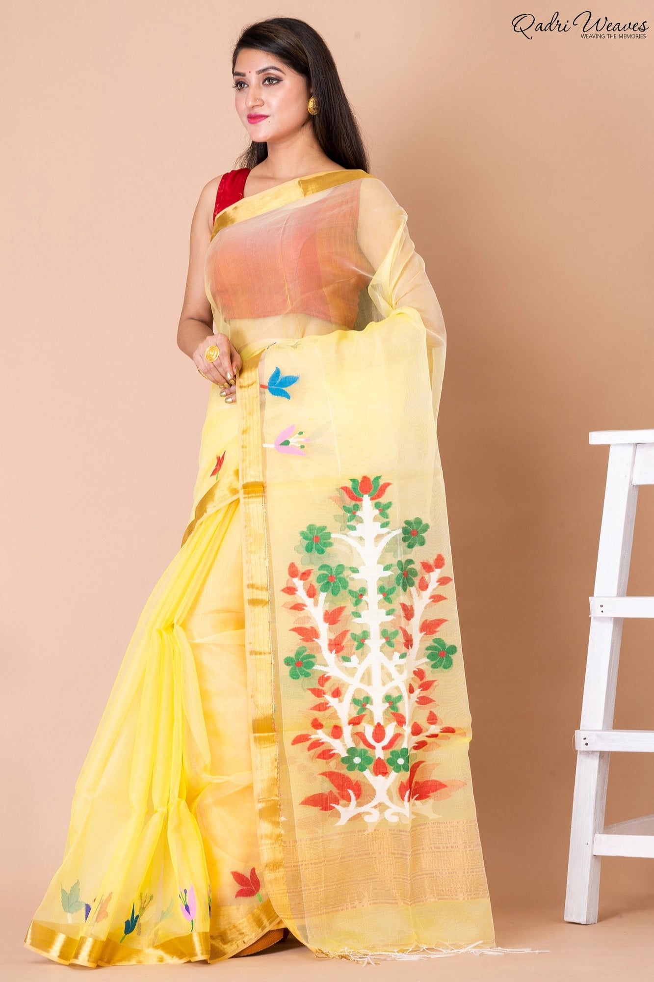 Handloom Yellow Kota Silk Saree