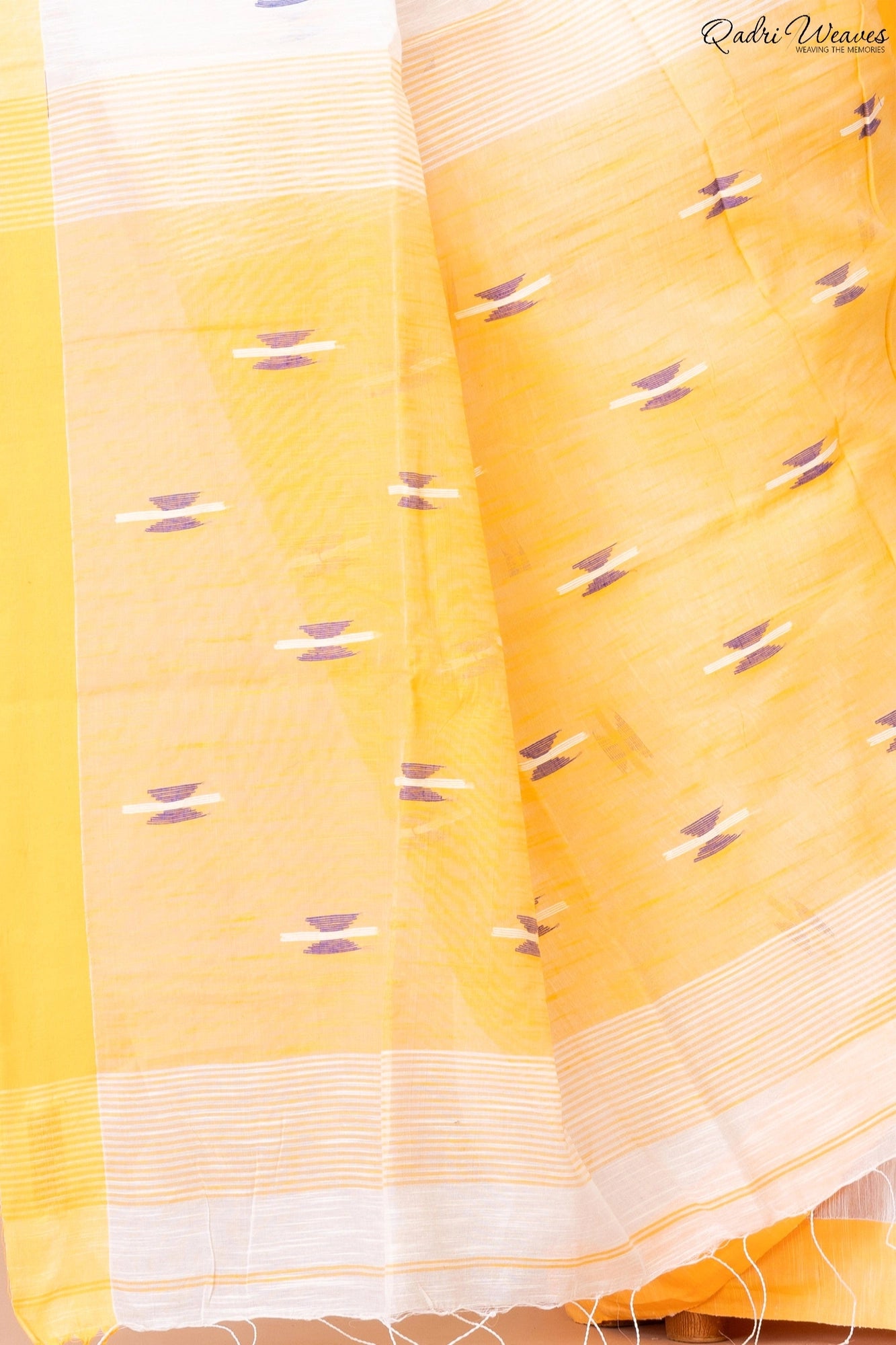 Handloom Yellow & White Kota Silk x Khadi Saree