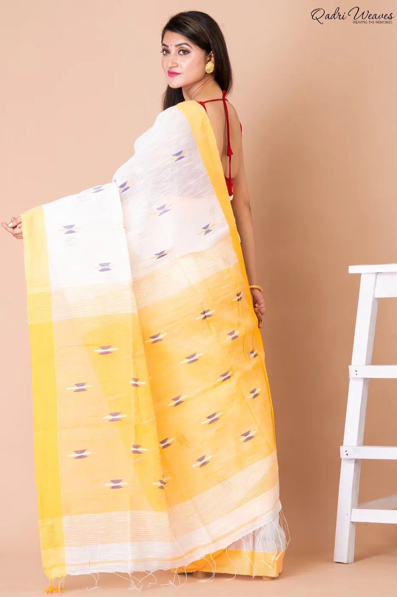 Handloom Yellow & White Kota Silk x Khadi Saree