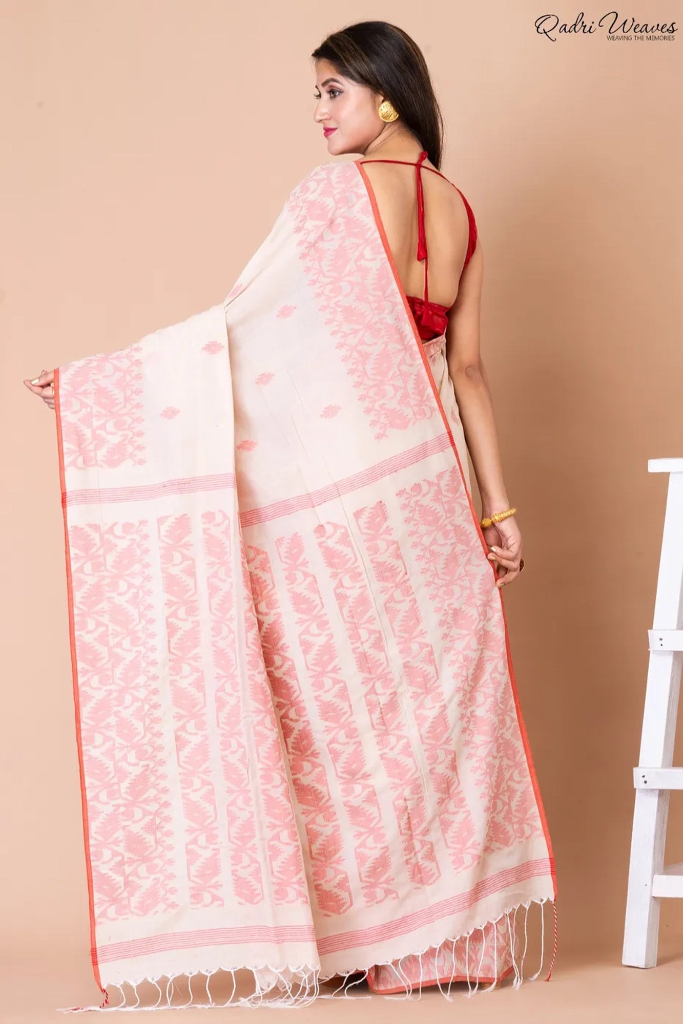 Conch shell Color Cotton Jamdani Saree