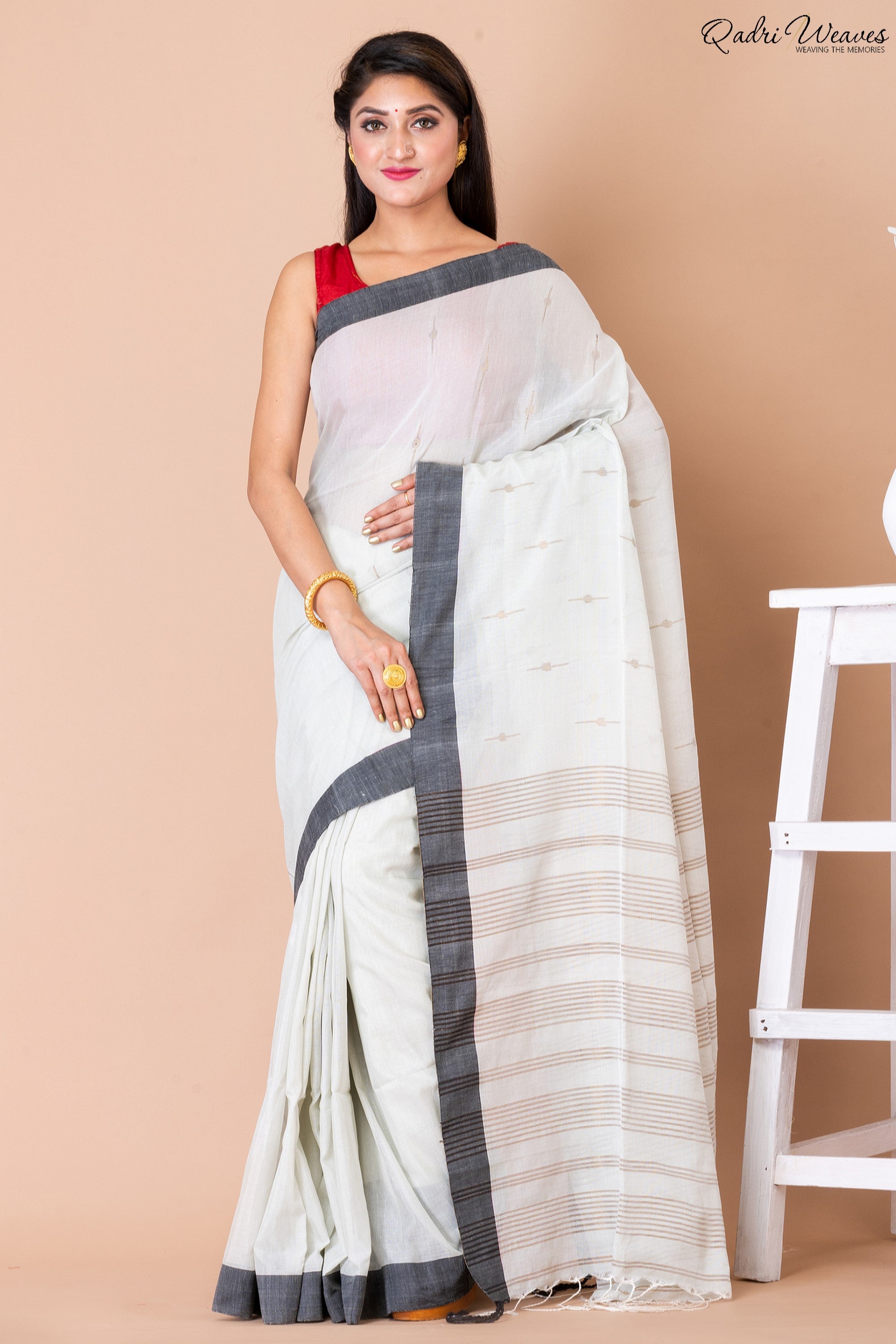 Handloom Tea Green Khadi Silk Saree