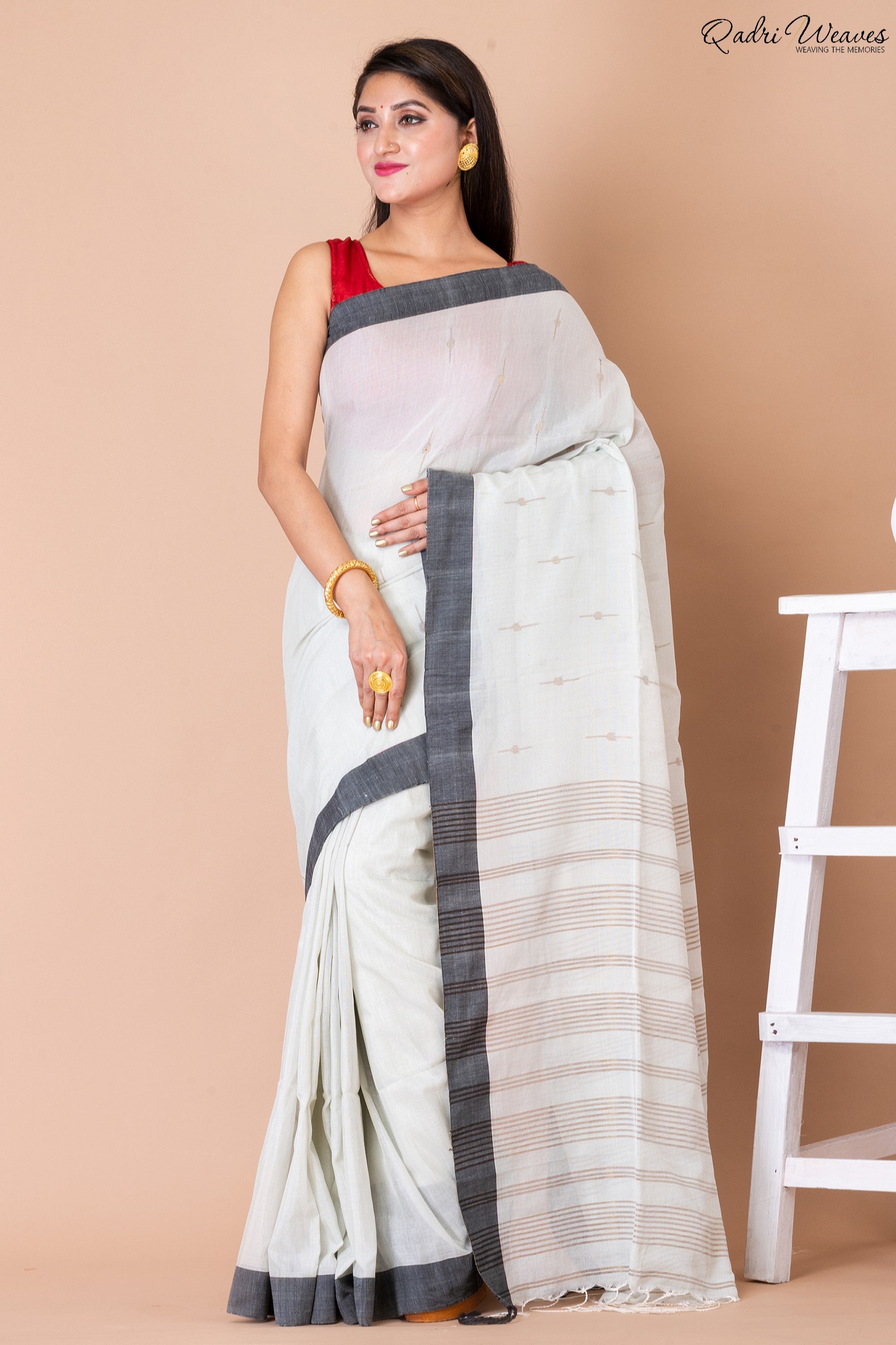 Handloom Tea Green Khadi Silk Saree