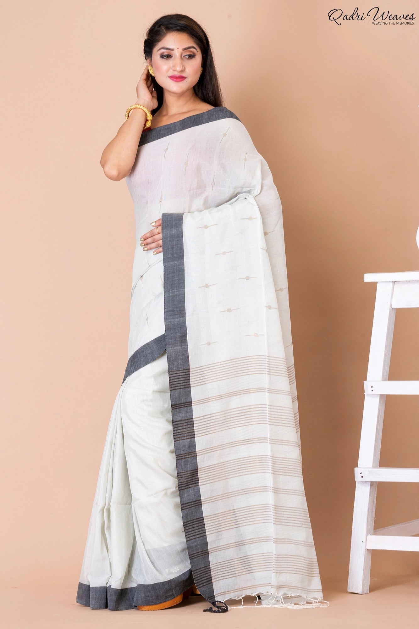 Handloom Tea Green Khadi Silk Saree