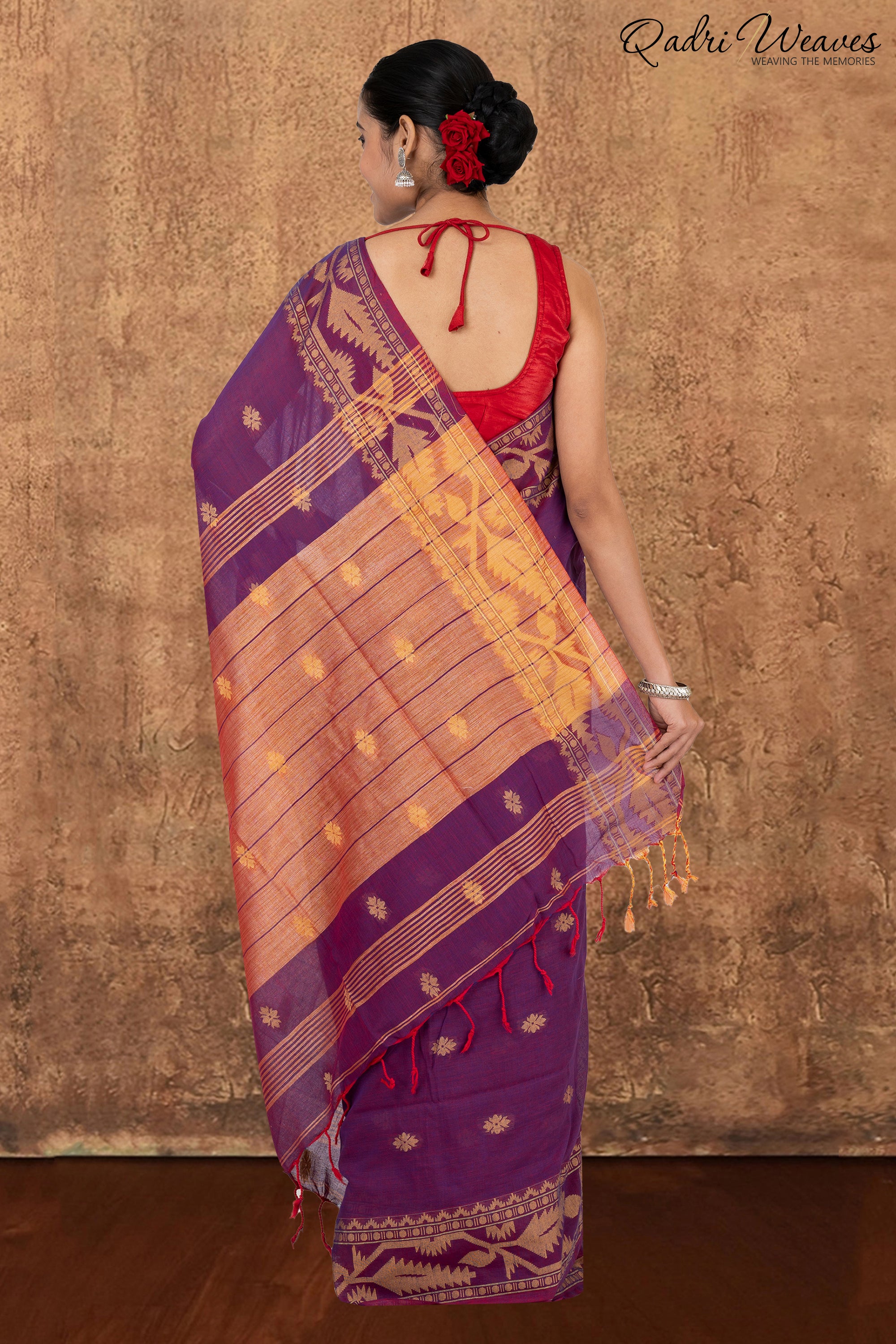 Purple & Copper Korat Linen Saree