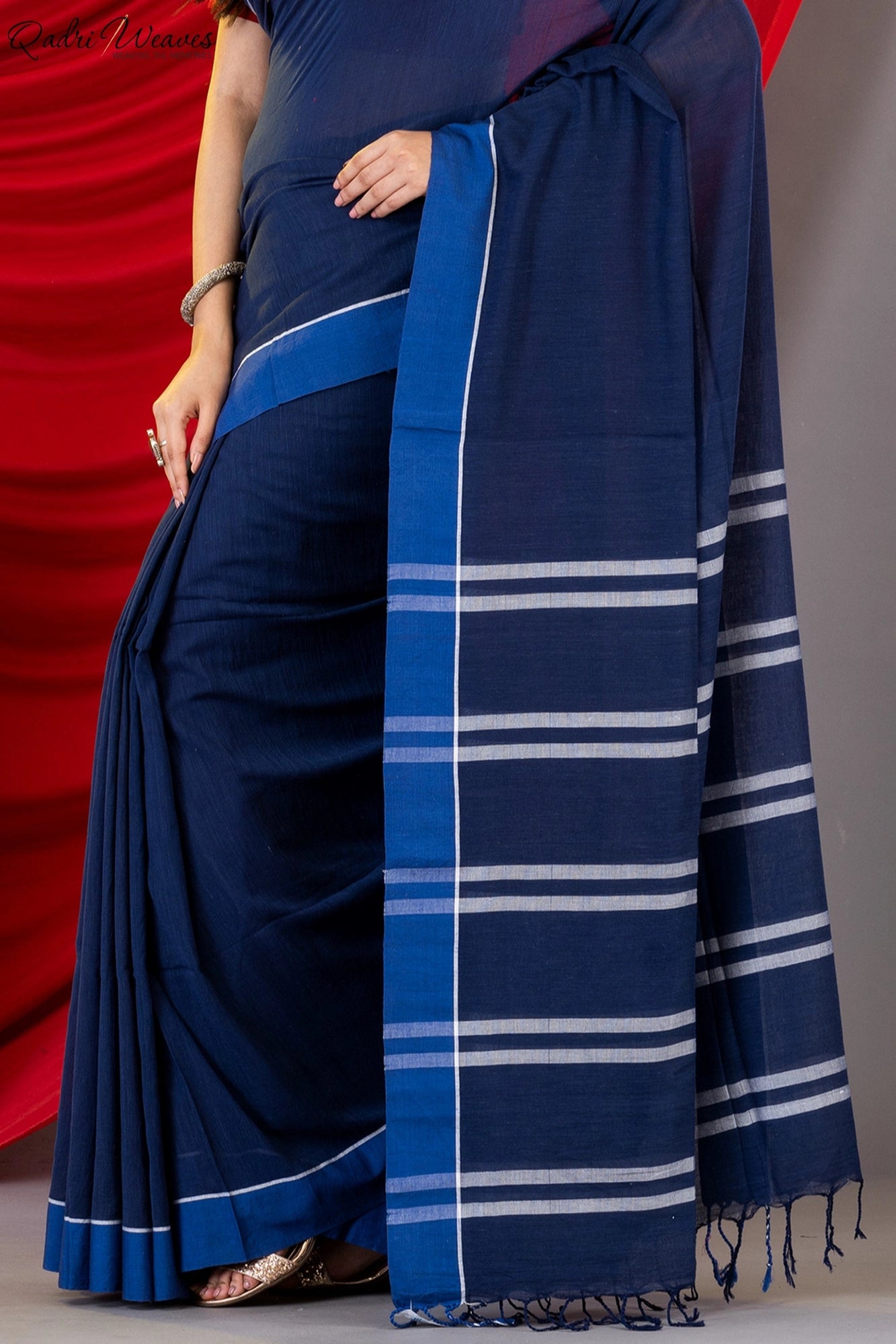 Handloom Blue Premium Mulmul Khadi Cotton Saree