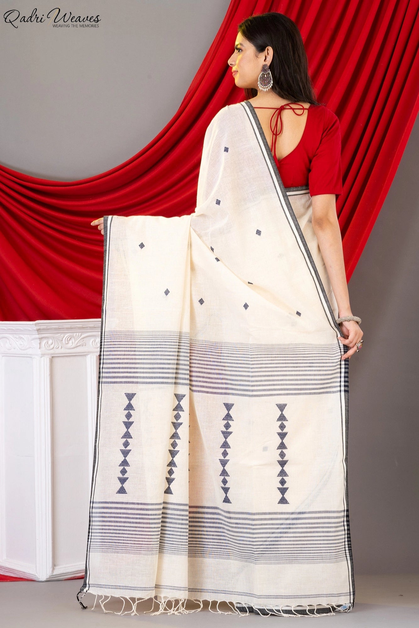 Handloom Ivory Premium Khadi Cotton Saree