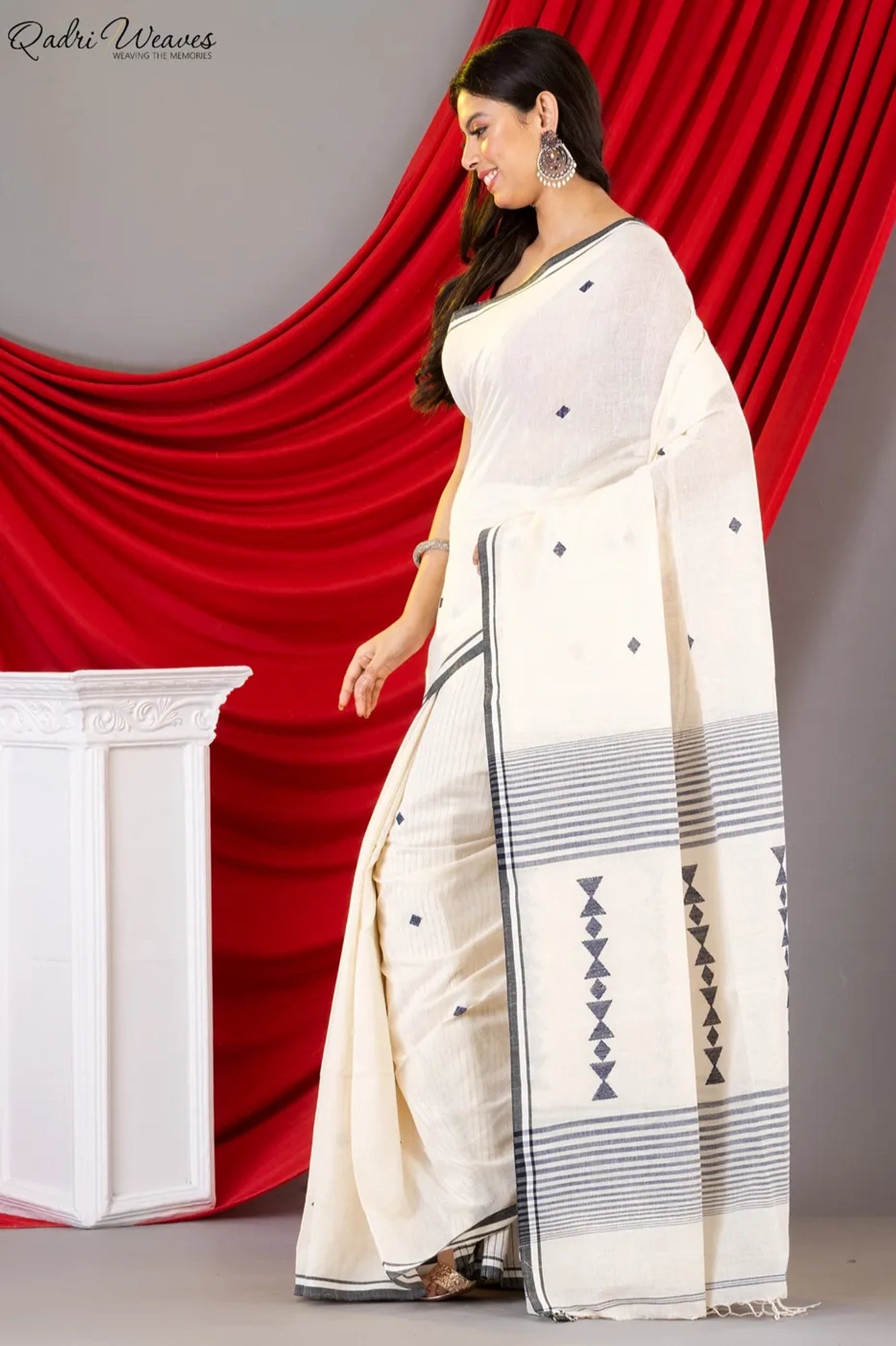 Handloom Ivory Premium Khadi Cotton Saree