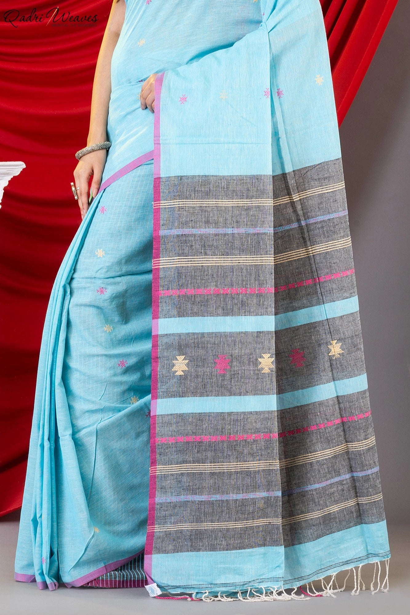 Handloom Celeste Pallido Premium Khadi Cotton Saree