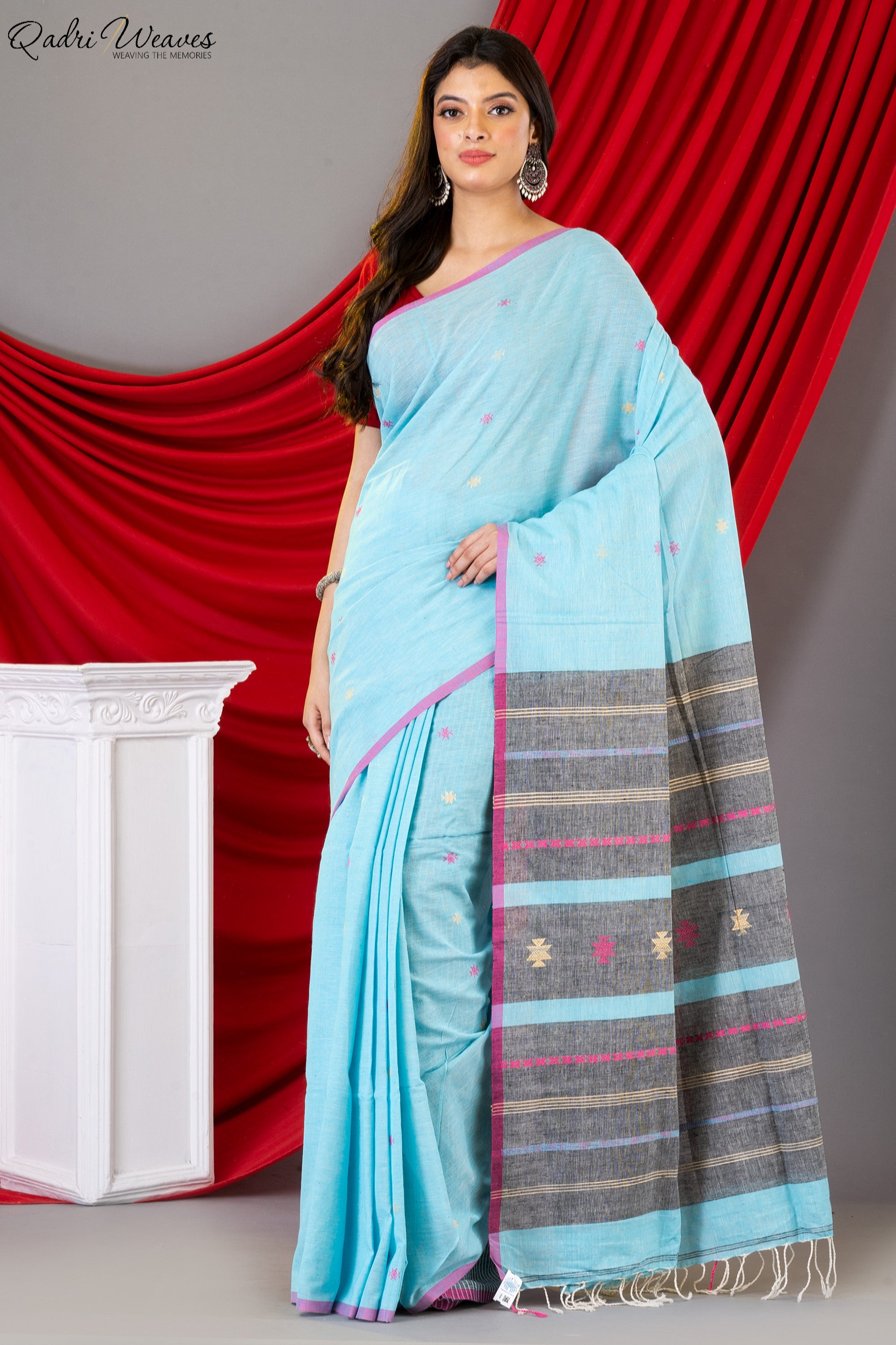 Handloom Celeste Pallido Premium Khadi Cotton Saree