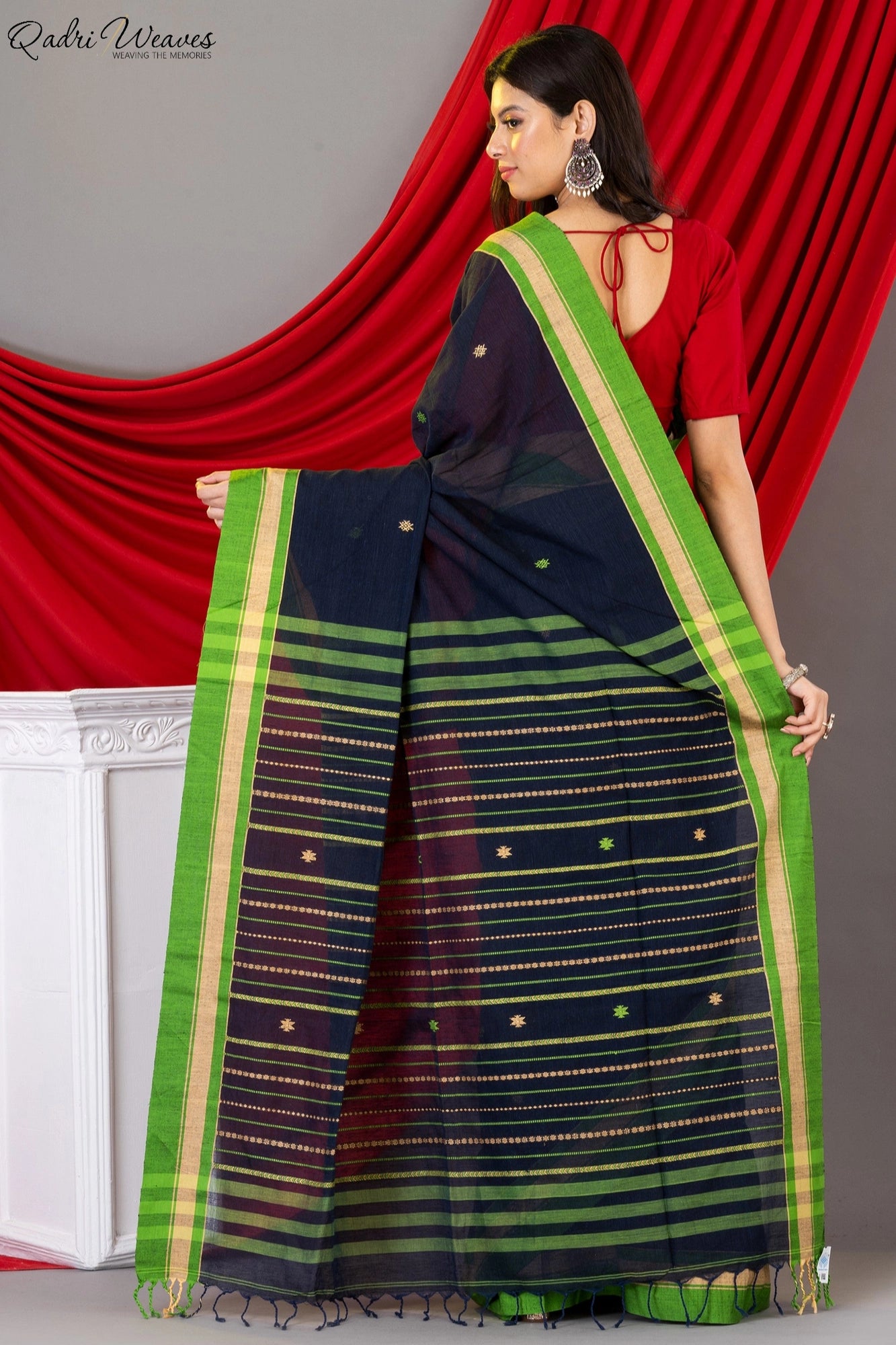 Handloom Peacoat Premium Khadi Cotton Saree