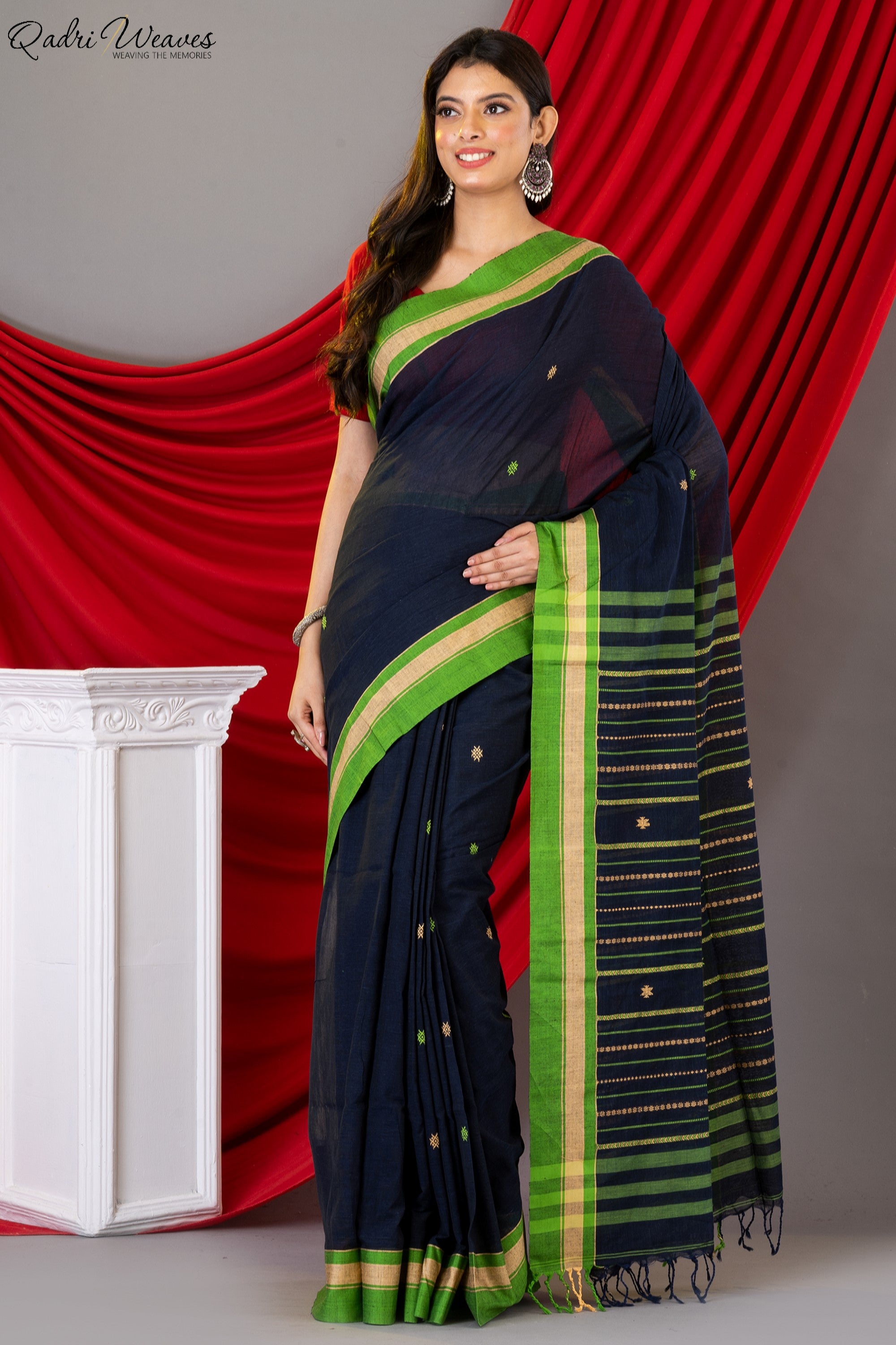 Handloom Peacoat Premium Khadi Cotton Saree