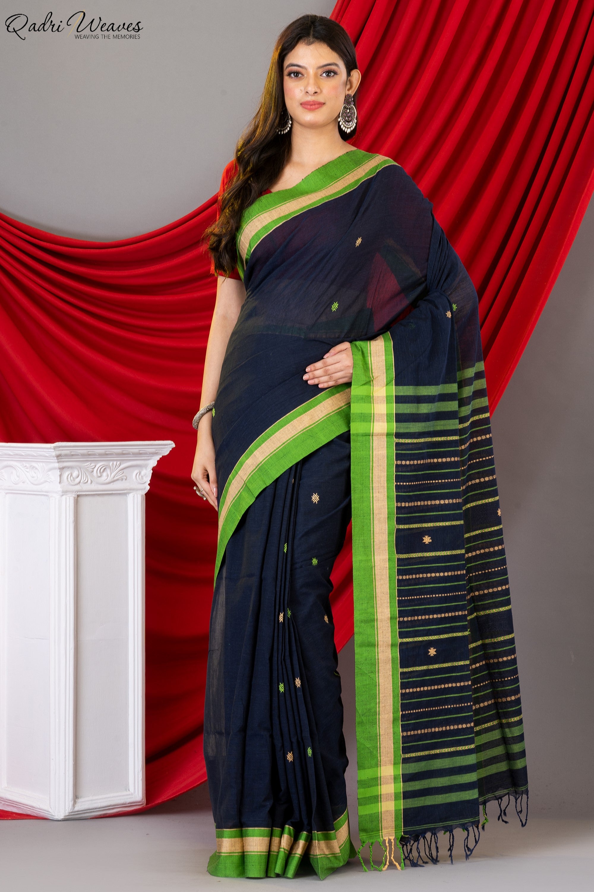 Handloom Peacoat Premium Khadi Cotton Saree