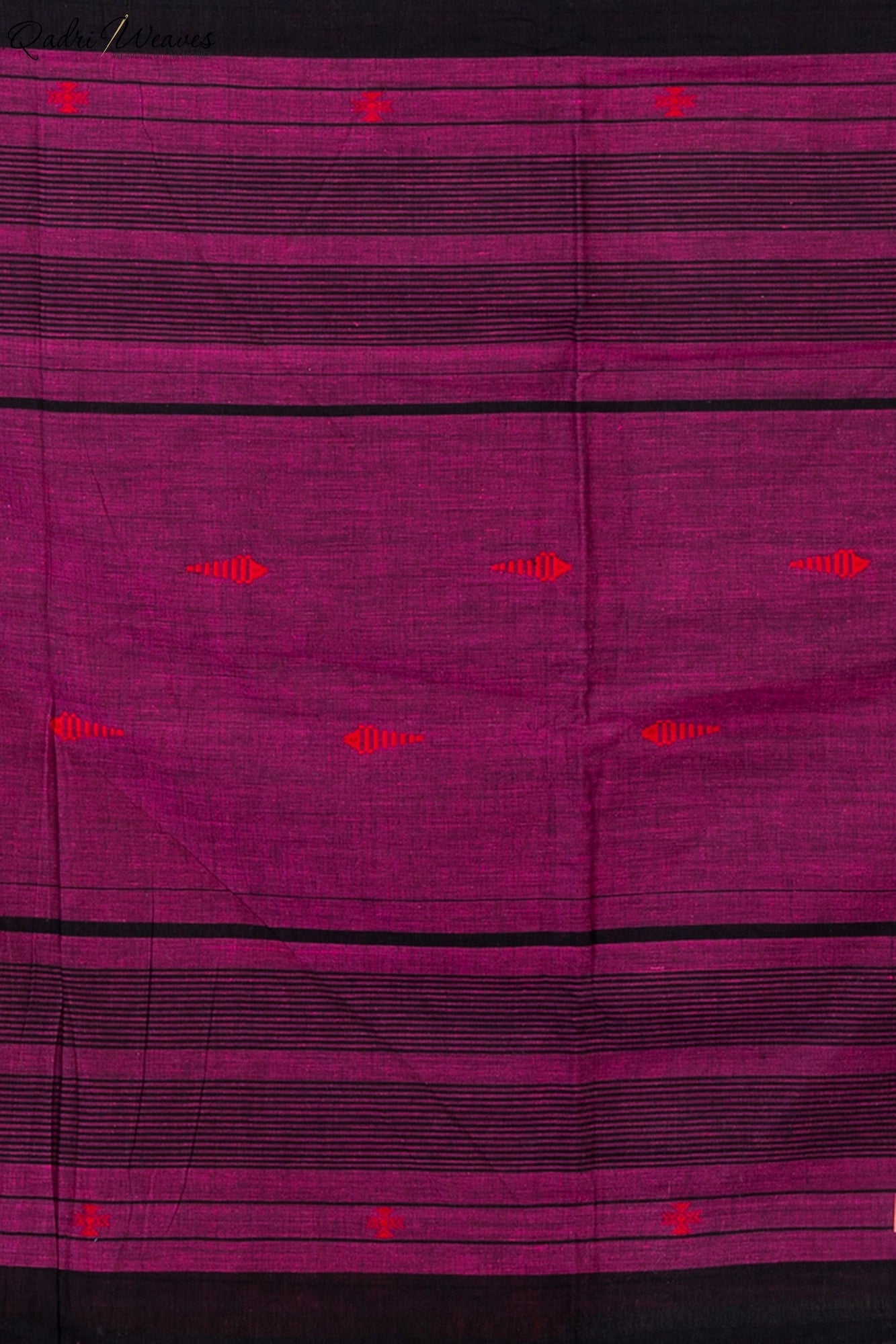 Handloom Black & Purple Fish Motif Premium Khadi Cotton Saree