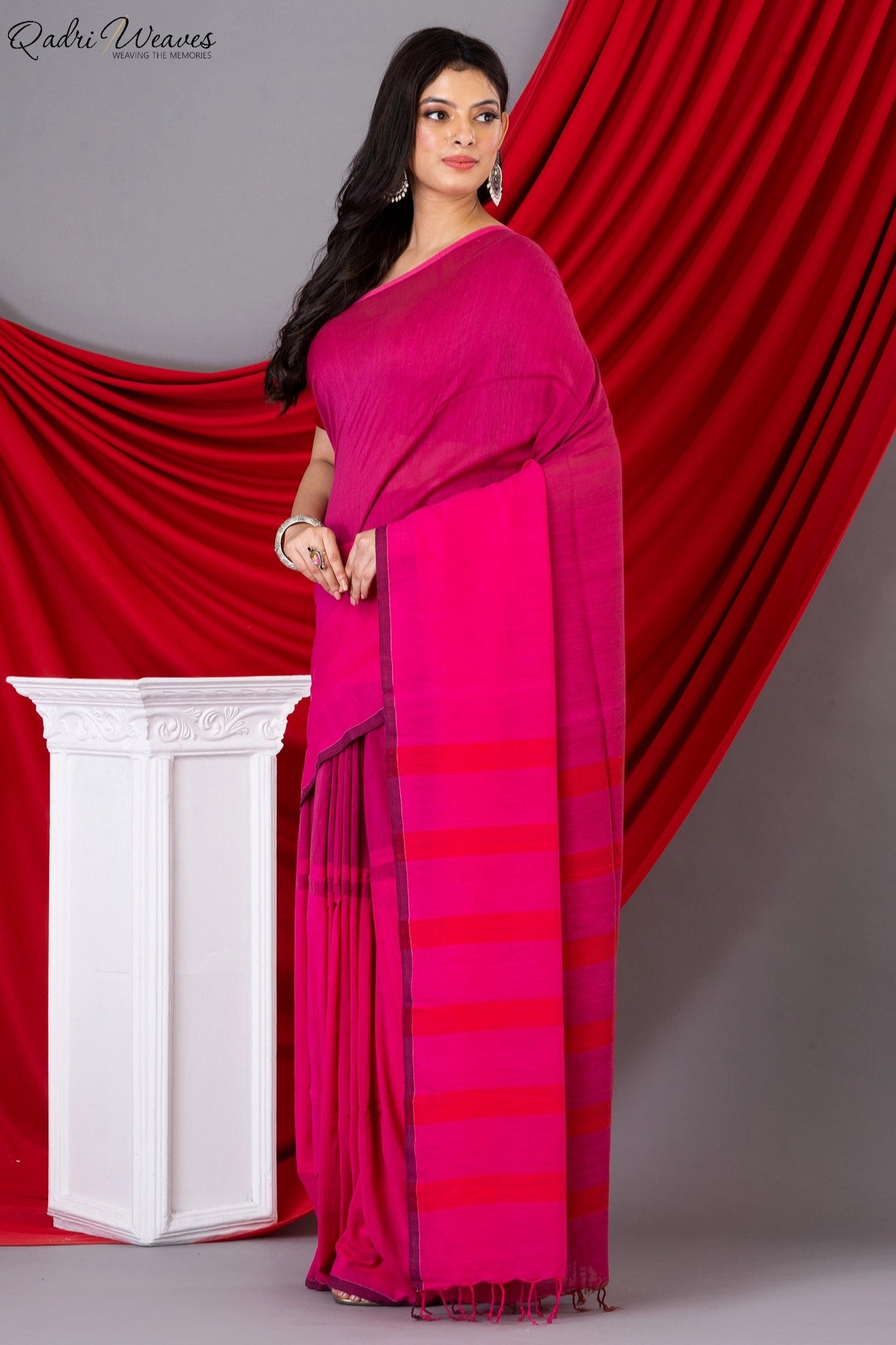 Handloom Cardinal Premium Mulmul Khadi Cotton Saree