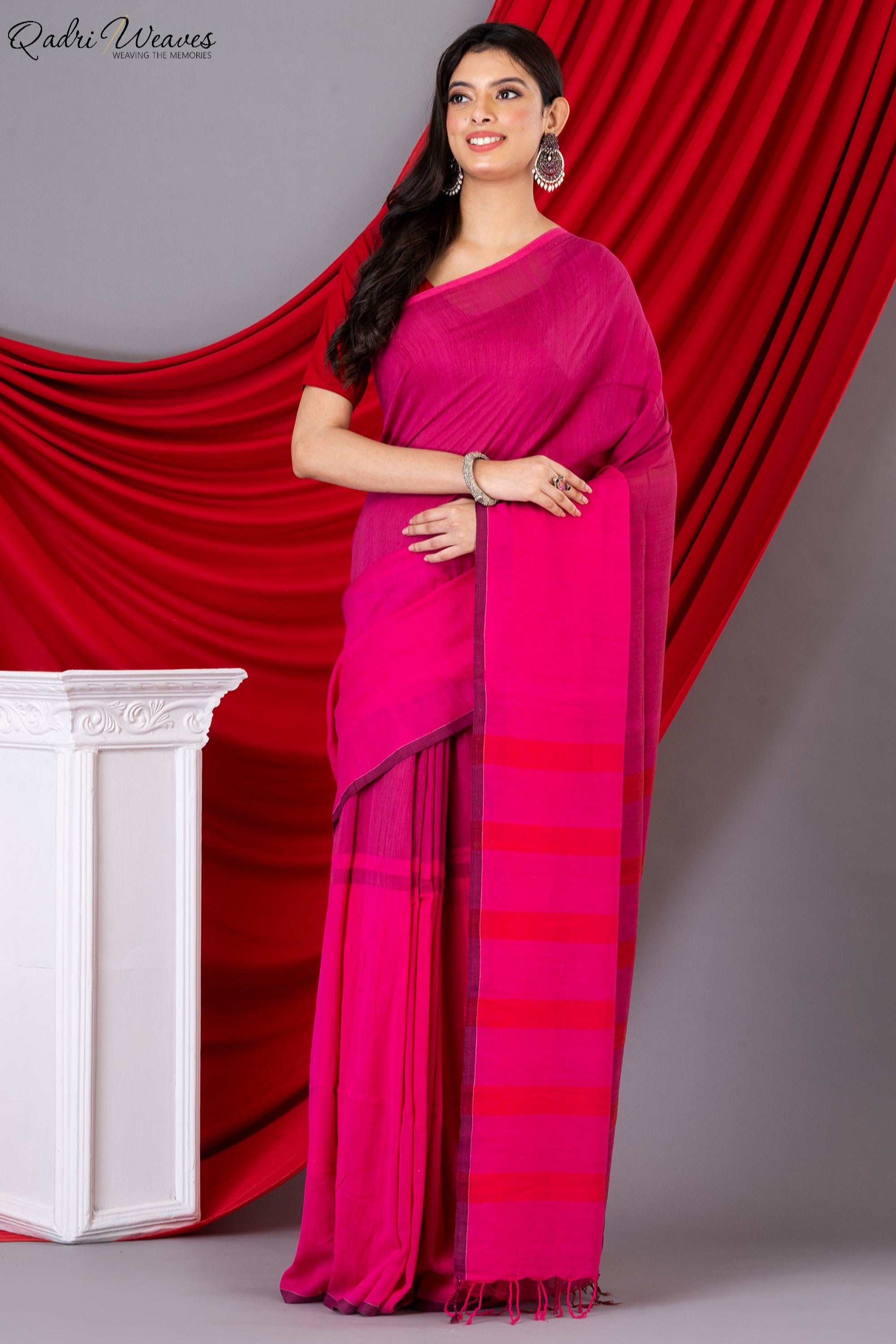 Handloom Cardinal Premium Mulmul Khadi Cotton Saree