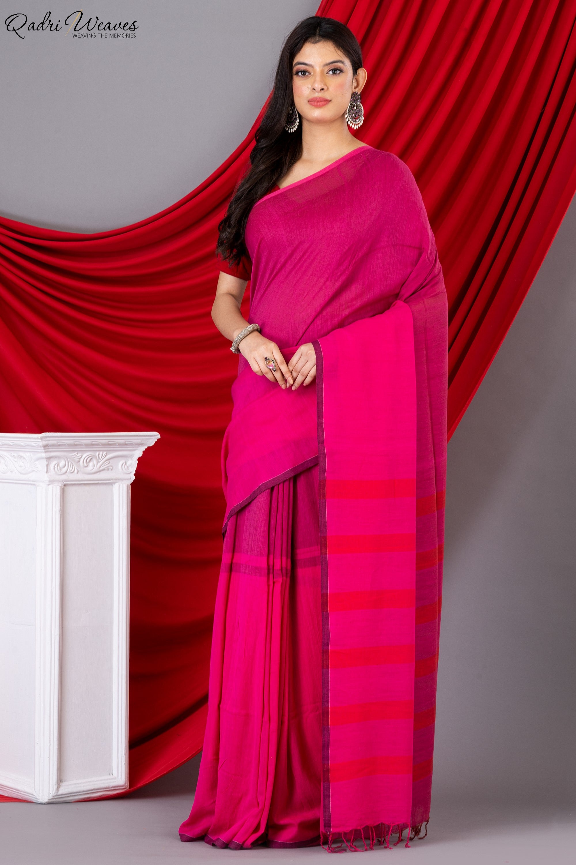 Handloom Cardinal Premium Mulmul Khadi Cotton Saree