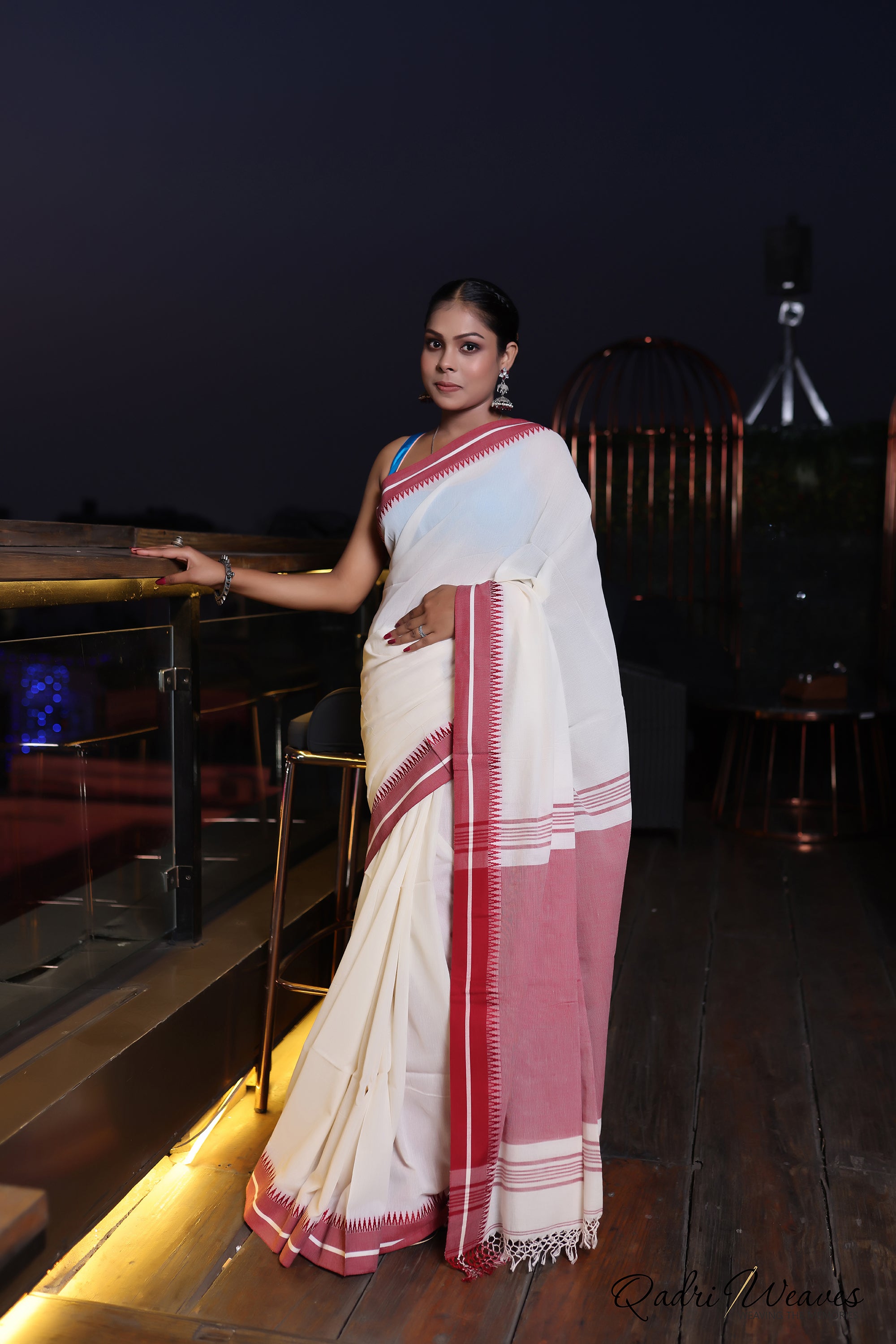 Handloom Cream and Blush Premium Cotton Saree