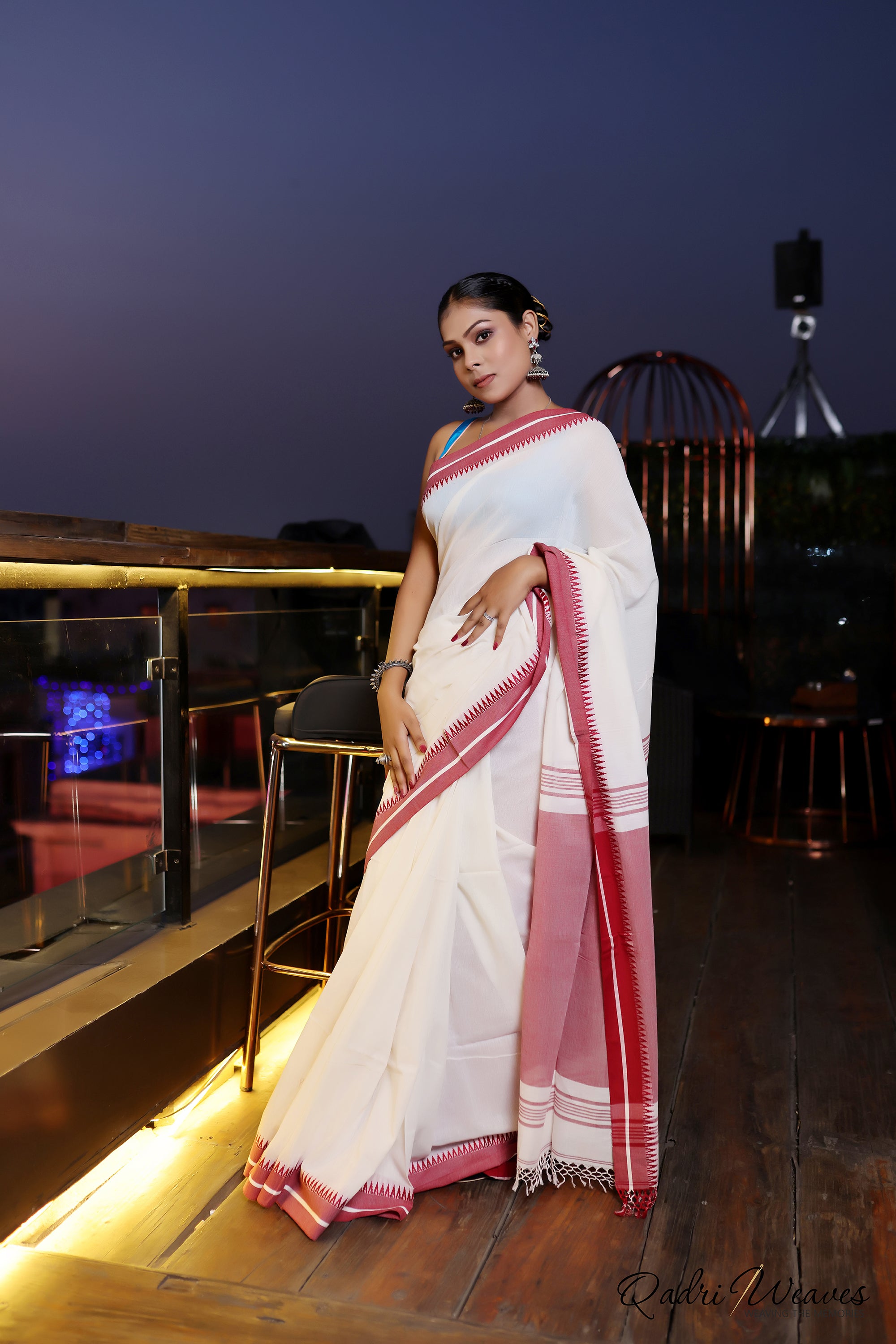 Handloom Cream and Blush Premium Cotton Saree