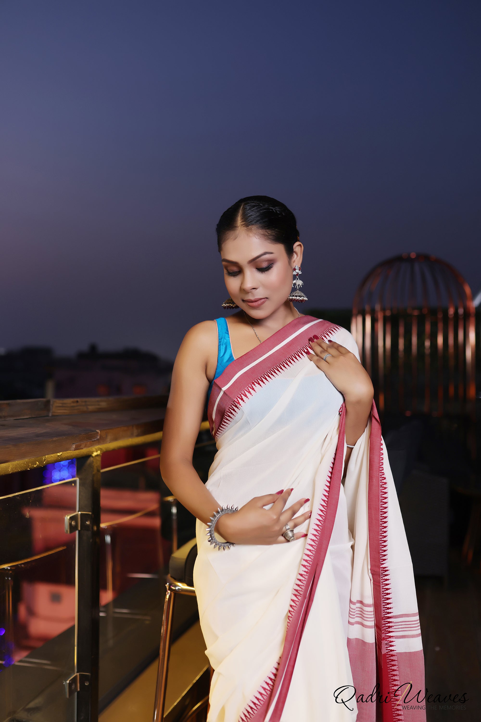 Handloom Cream and Blush Premium Cotton Saree